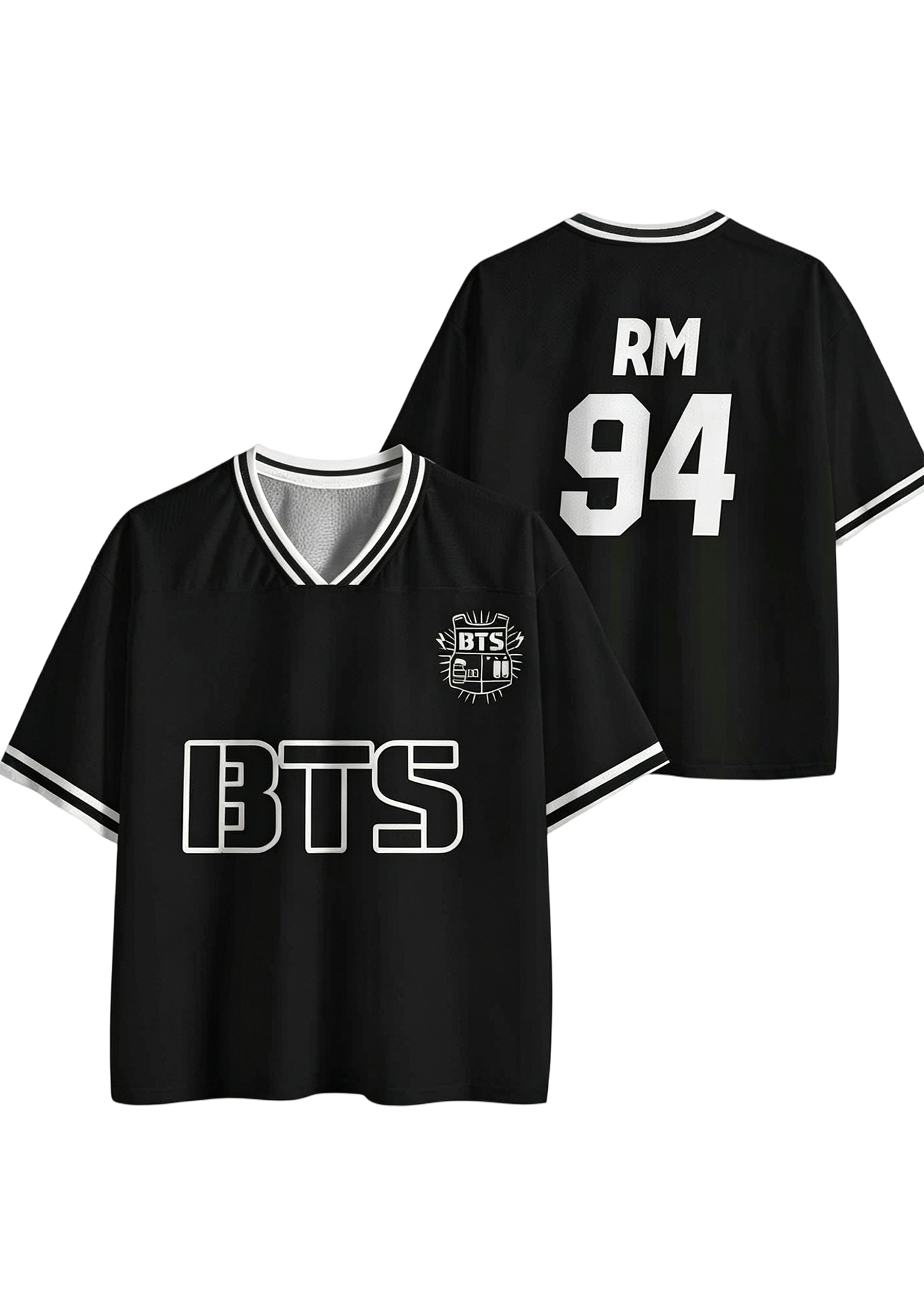 Y2K BTS Black Mesh Jersey Shirt