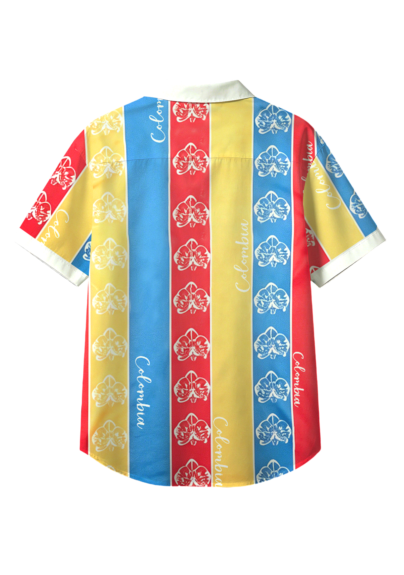 Colombian Flag Color Floral Button Up Hawaiian Shirt