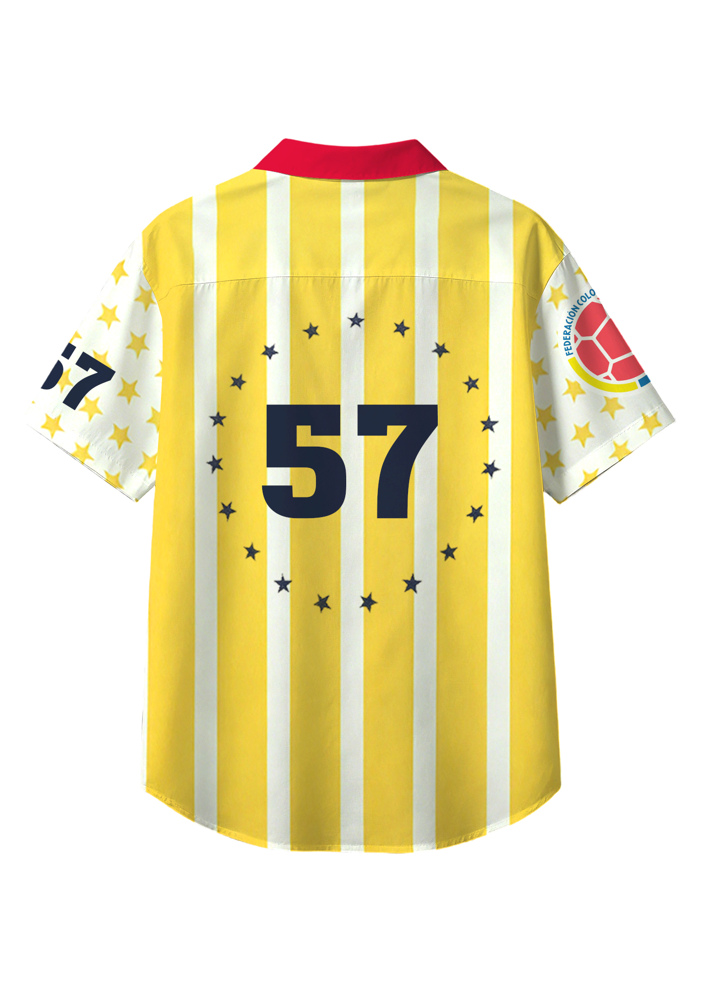 Colombian National Flag Star Button Up Hawaiian Shirt