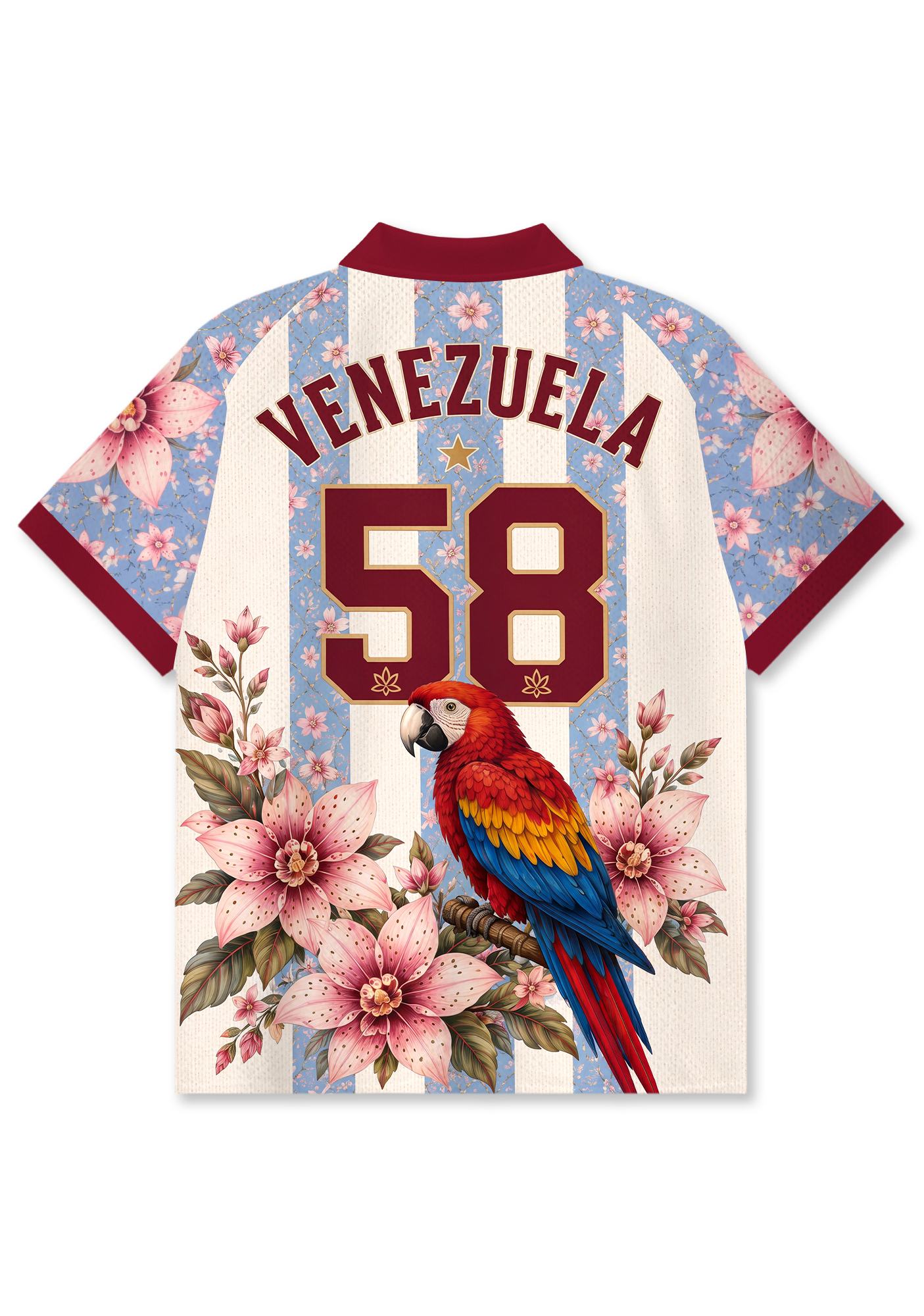 Venezuela Inspired Collared Mesh Jersey Shirt