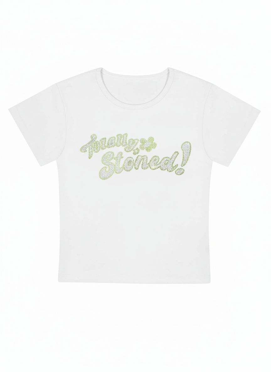 Totally Stoned Y2K Baby Tee