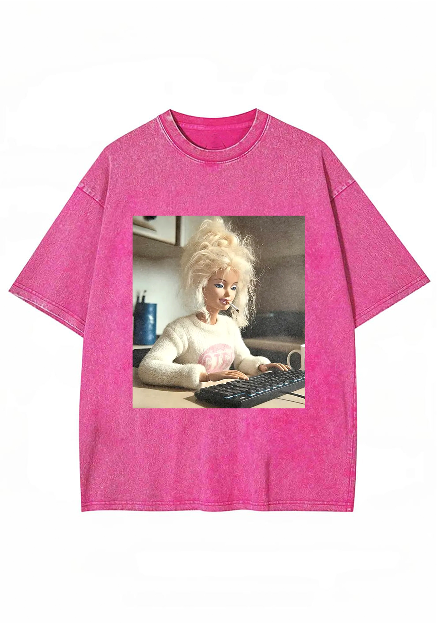 Messy Bun Work From Home Barbie Grunge Y2K Washed Tee
