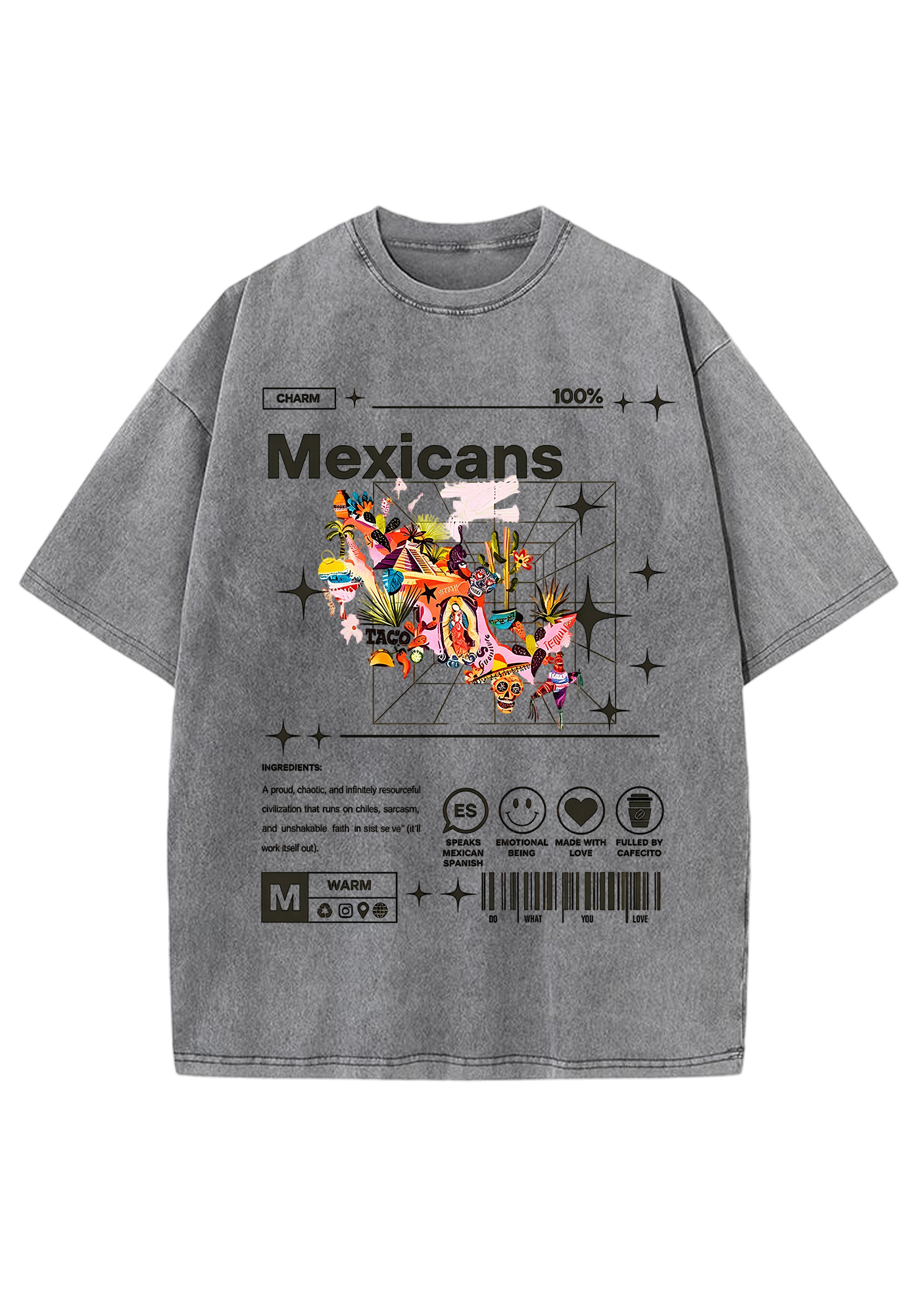 Mexicans Tech Grid Folk Culture Washed Tee