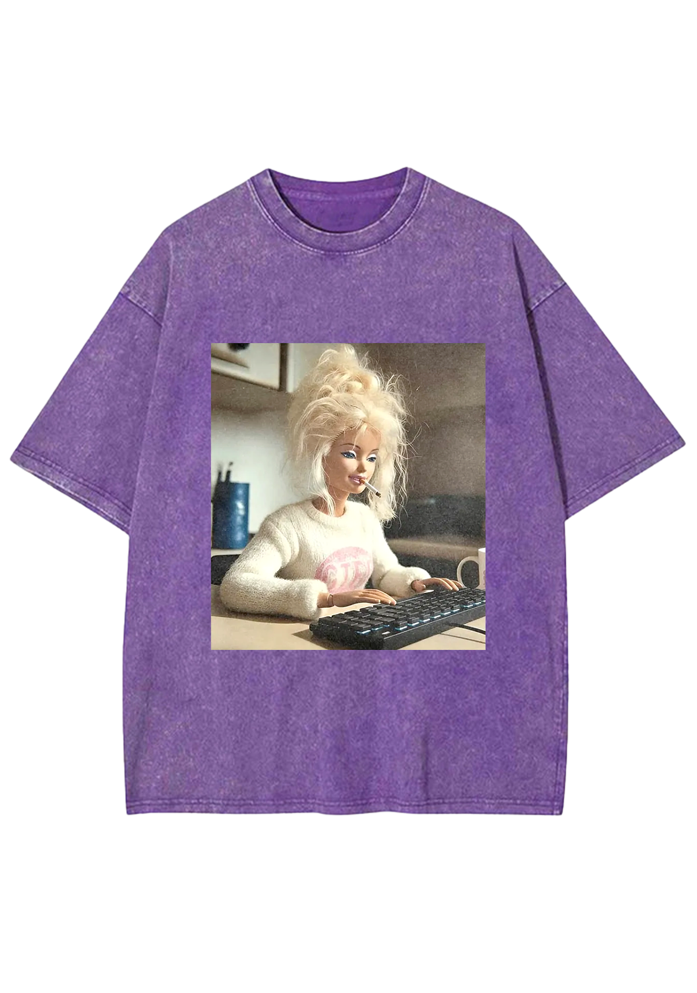Messy Bun Work From Home Barbie Grunge Y2K Washed Tee