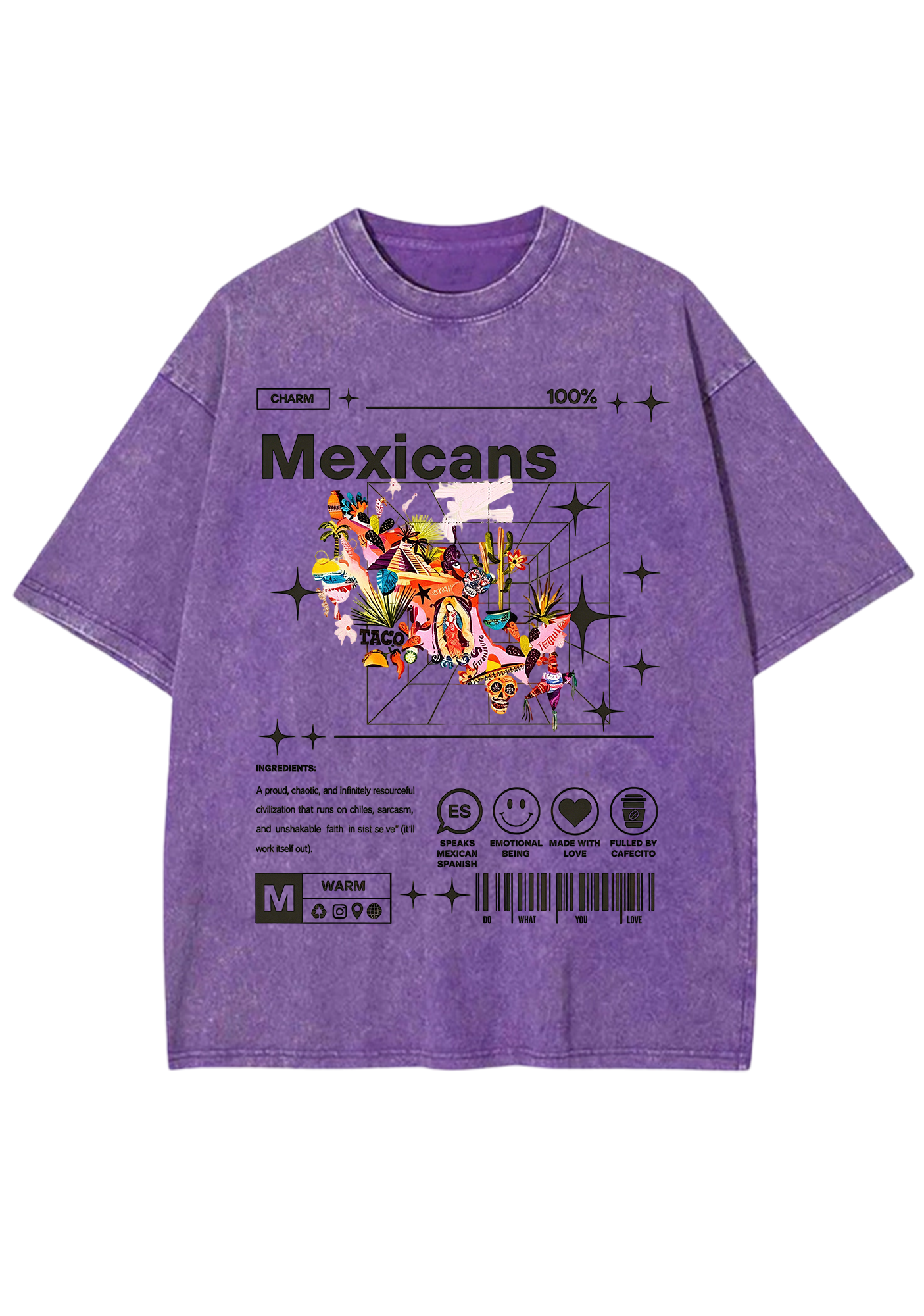 Mexicans Tech Grid Folk Culture Washed Tee