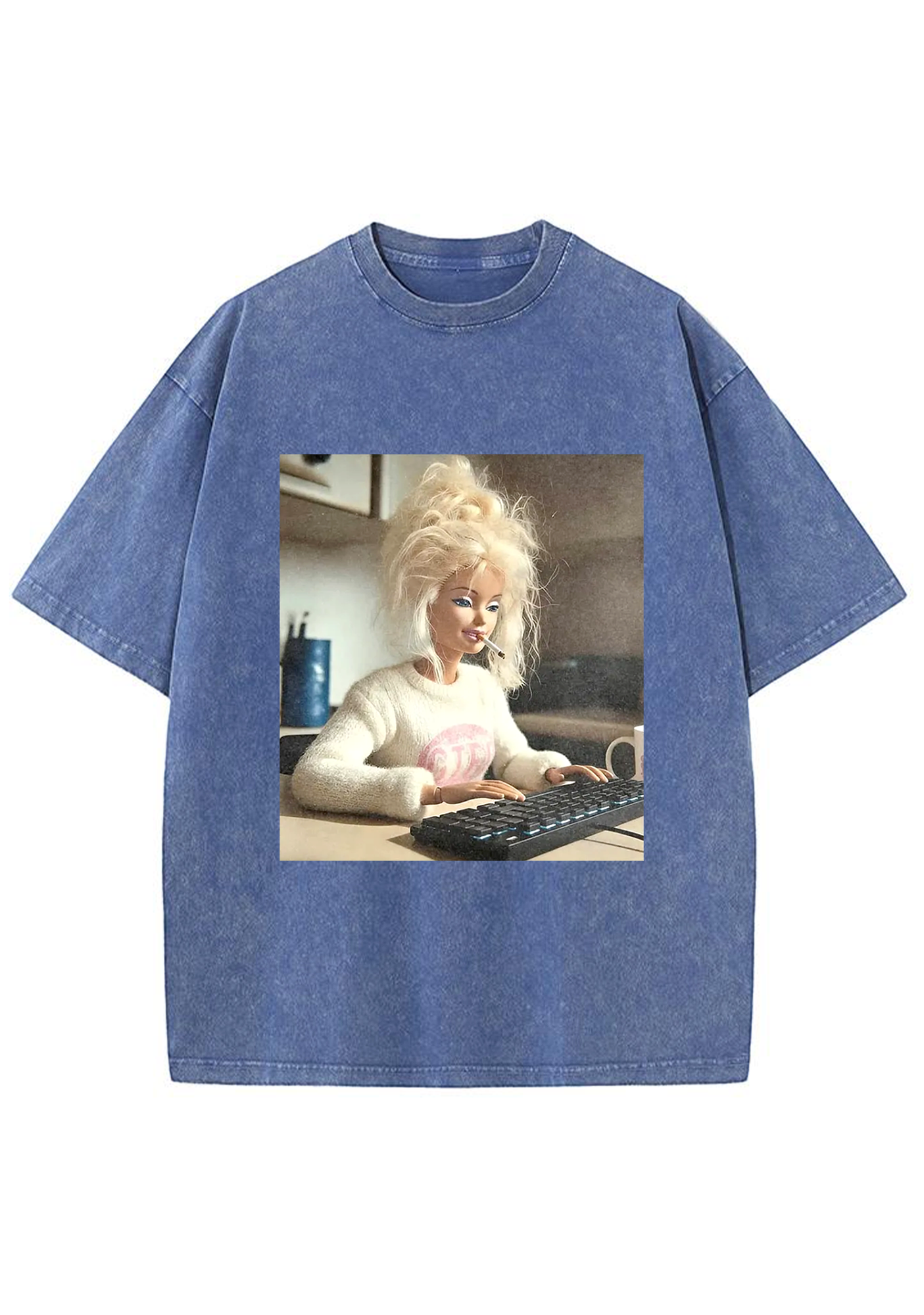 Messy Bun Work From Home Barbie Grunge Y2K Washed Tee