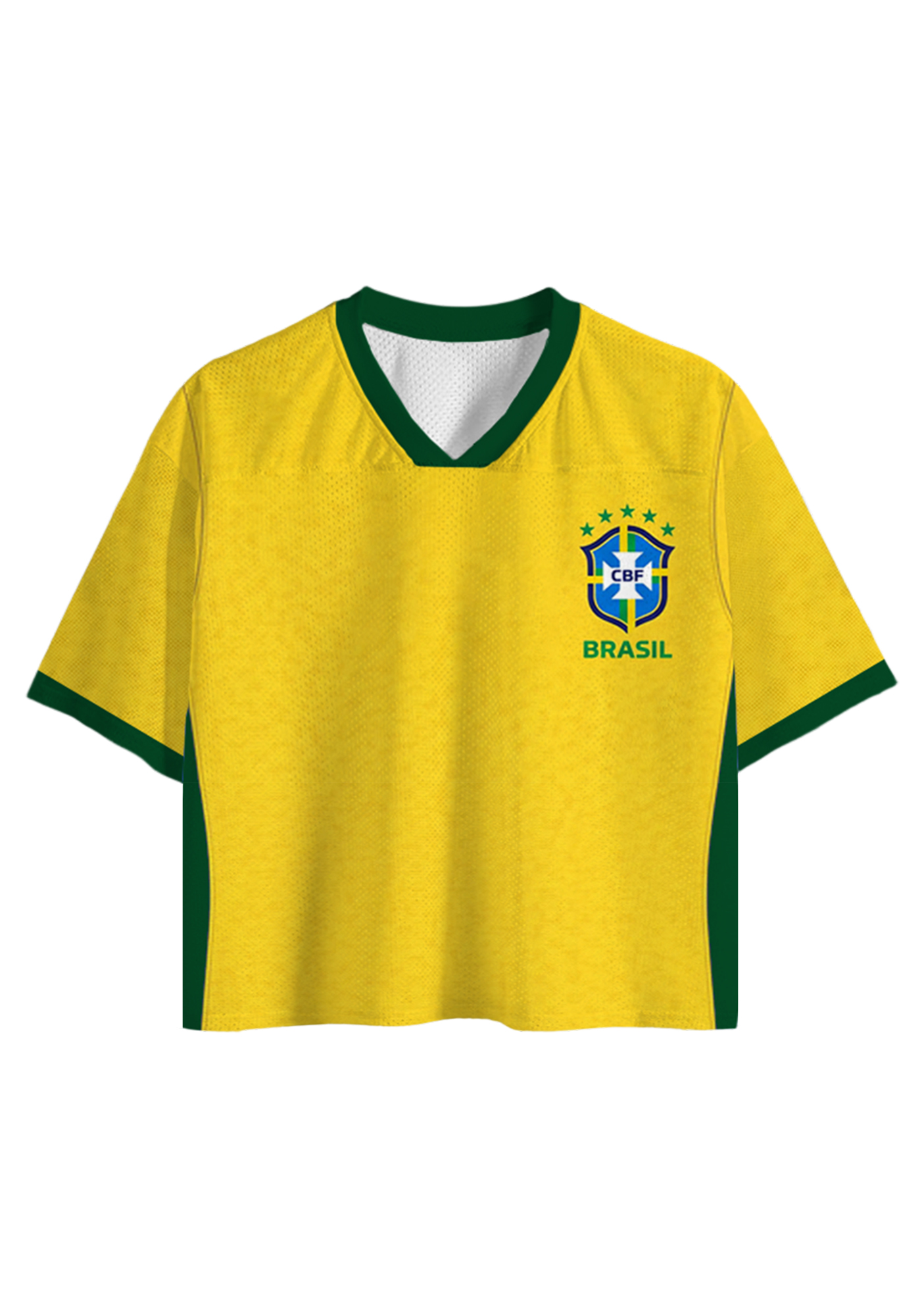 Brasil Sunburst Yellow Football Cropped Jersey Shirt