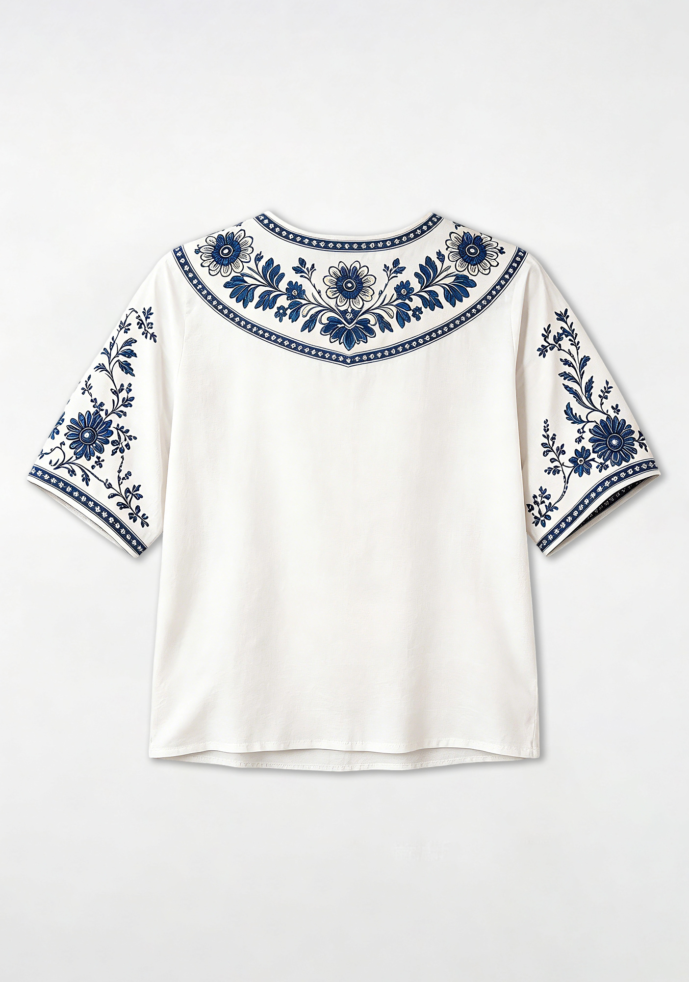 Boho Navy Floral Indianapolis Colts V-Neck Blouse
