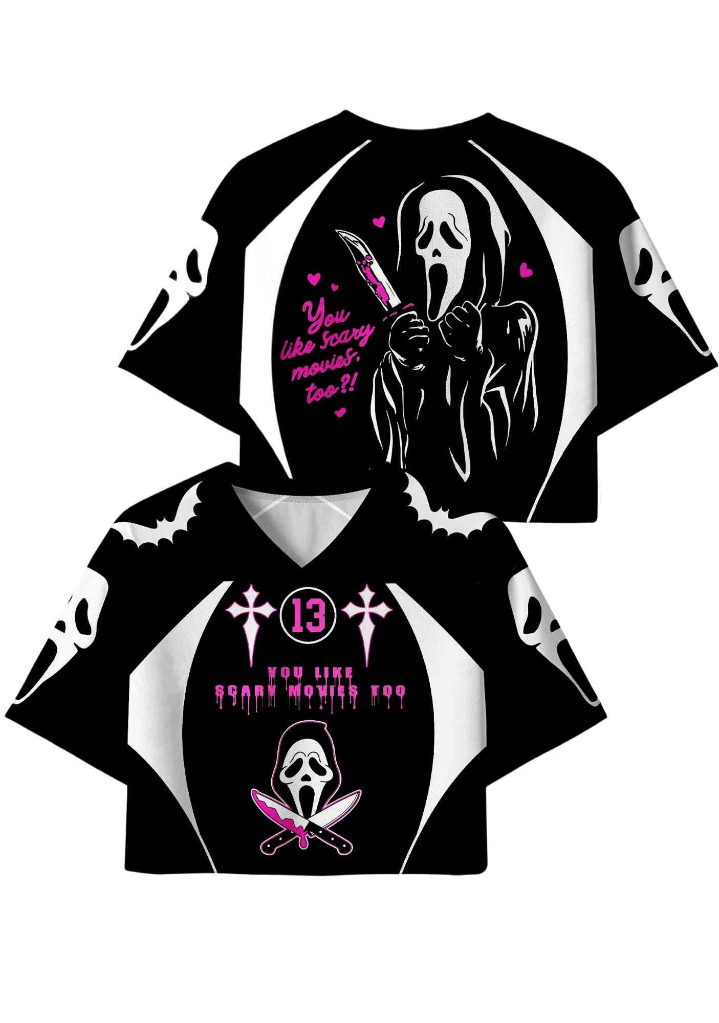 Scary movies Y2K Crop Sport Jersey Shirts
