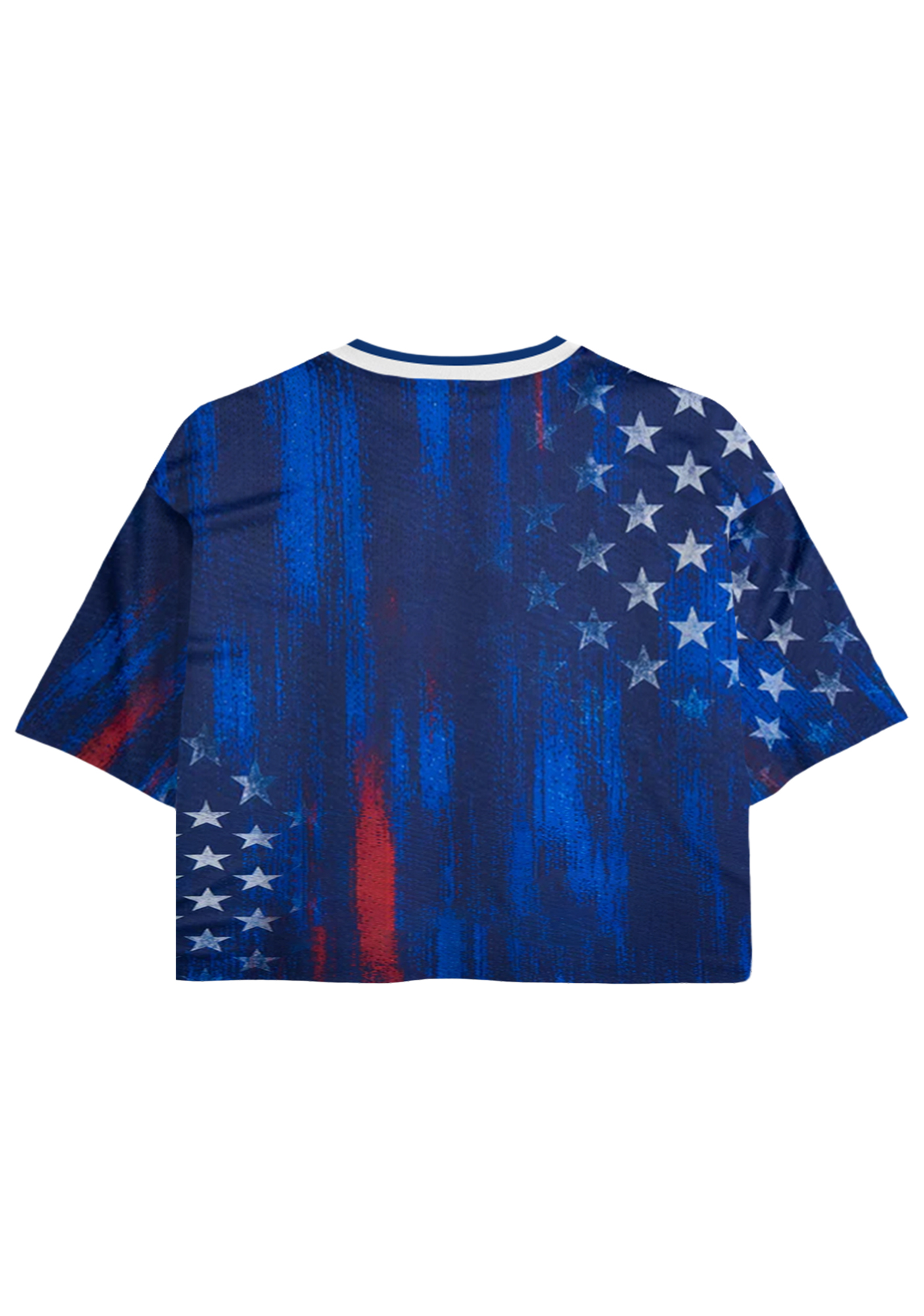  Retro USA Stars & Stripes Cropped Mesh Jersey Shirt