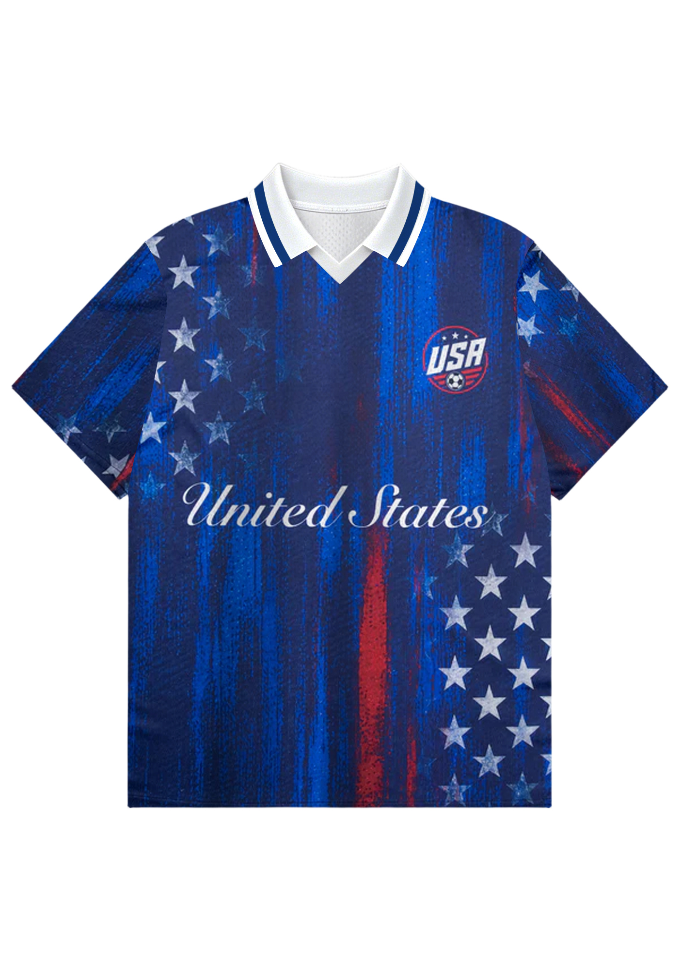 Retro USA Stars & Stripes Collared Soccer Jersey