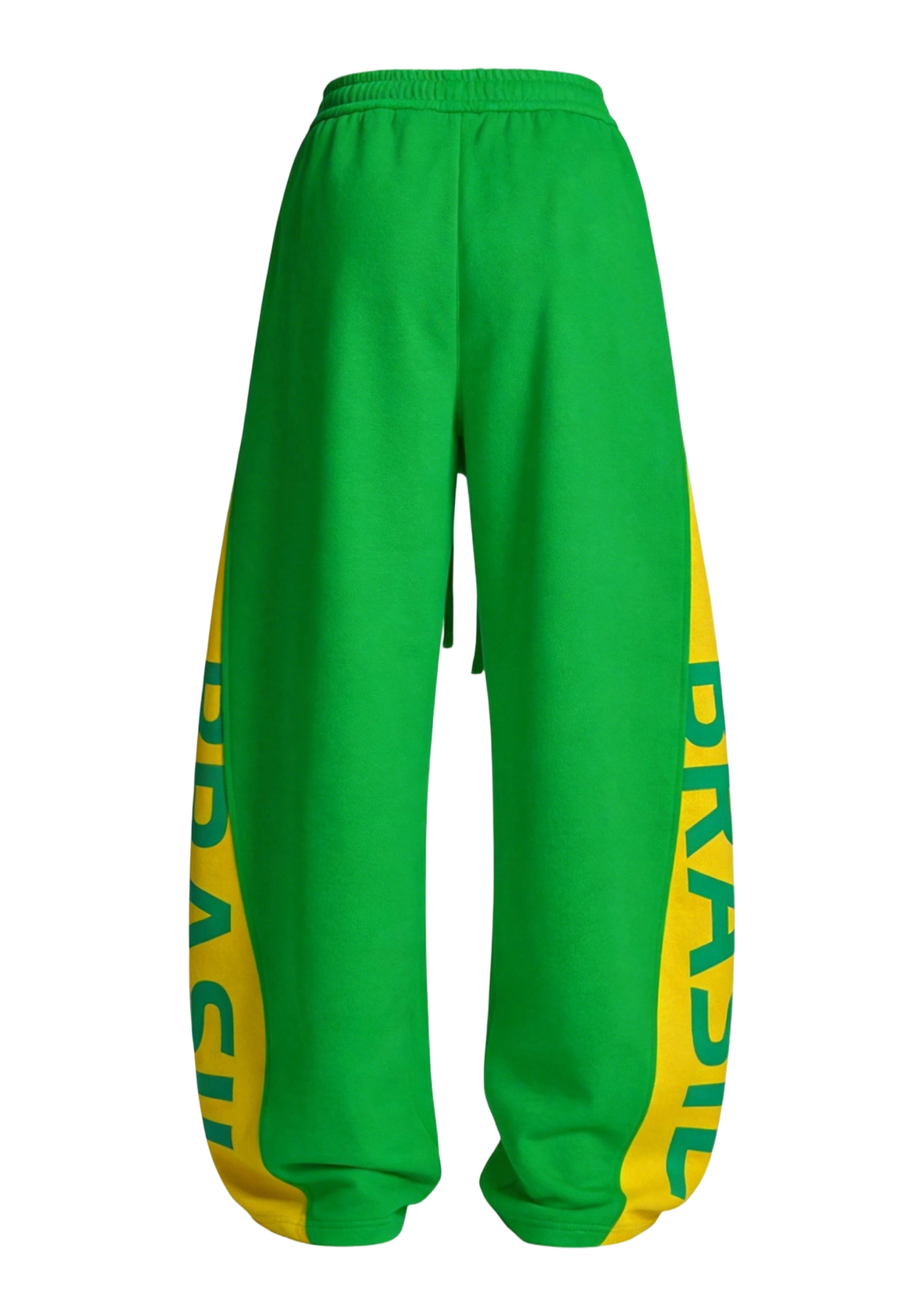 Brazil Flag BRASIL Letter Fan Tops & Elasticated Trousers Two-Piece Set