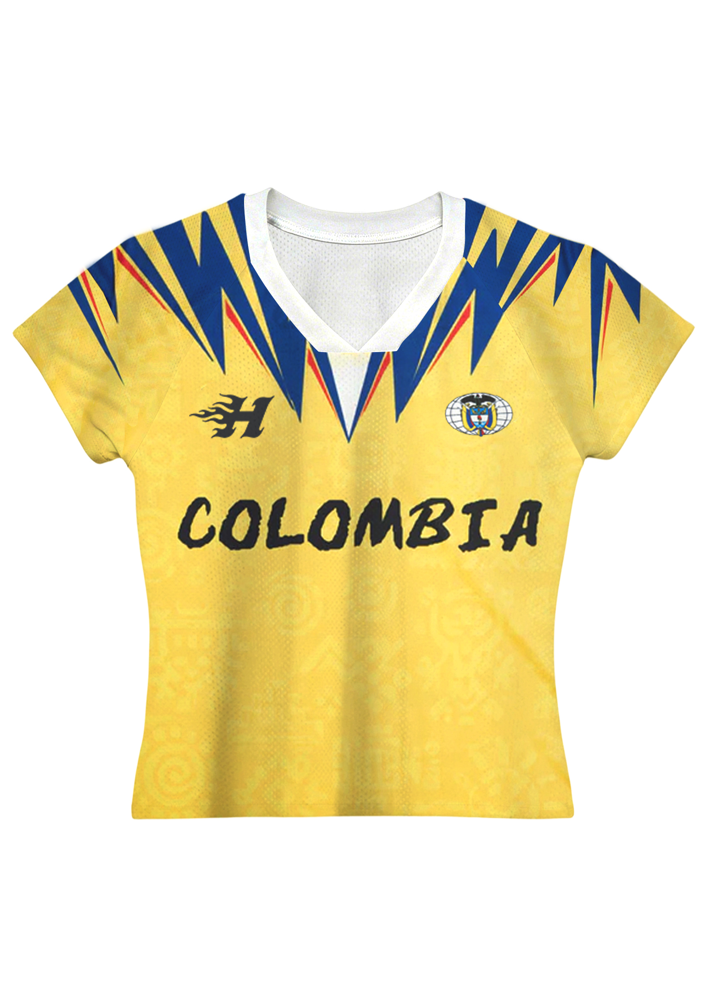  Yellow Heatwave: Colombia Throwback Mesh Baby Tee