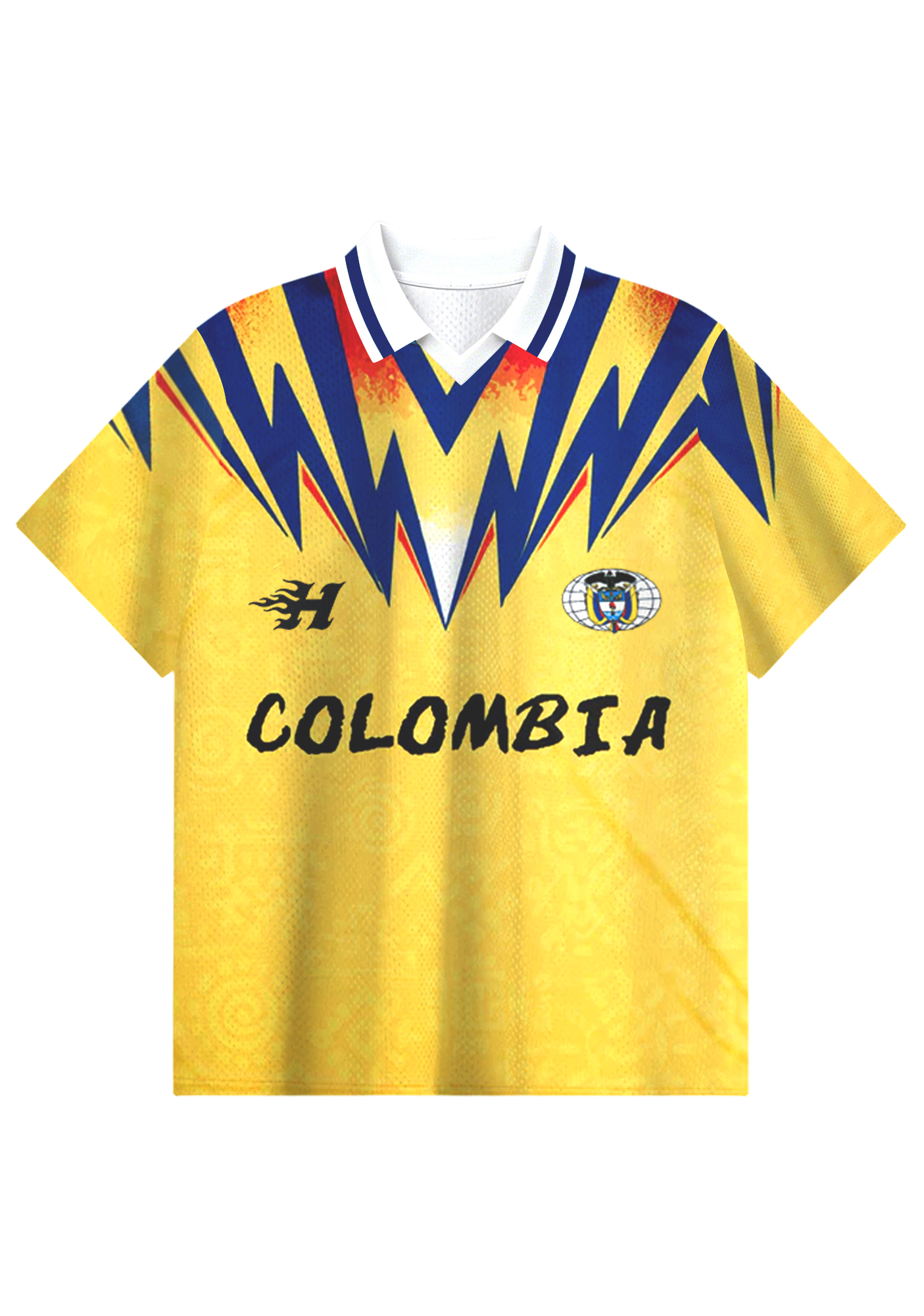 Yellow Heatwave: Colombia Throwback Collared Soccer Jersey
