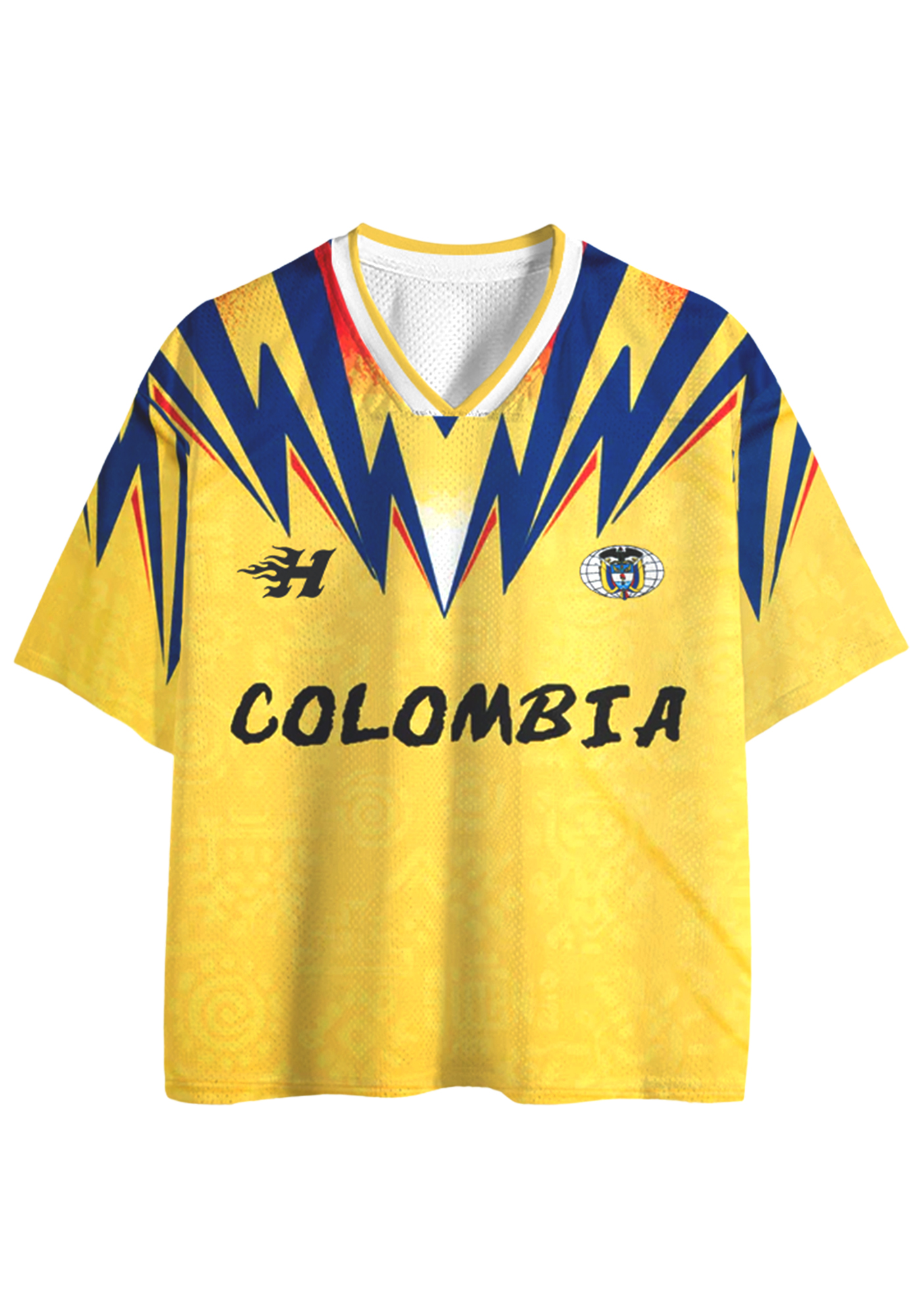Yellow Heatwave: Colombia Throwback Mesh Jersey Shirts
