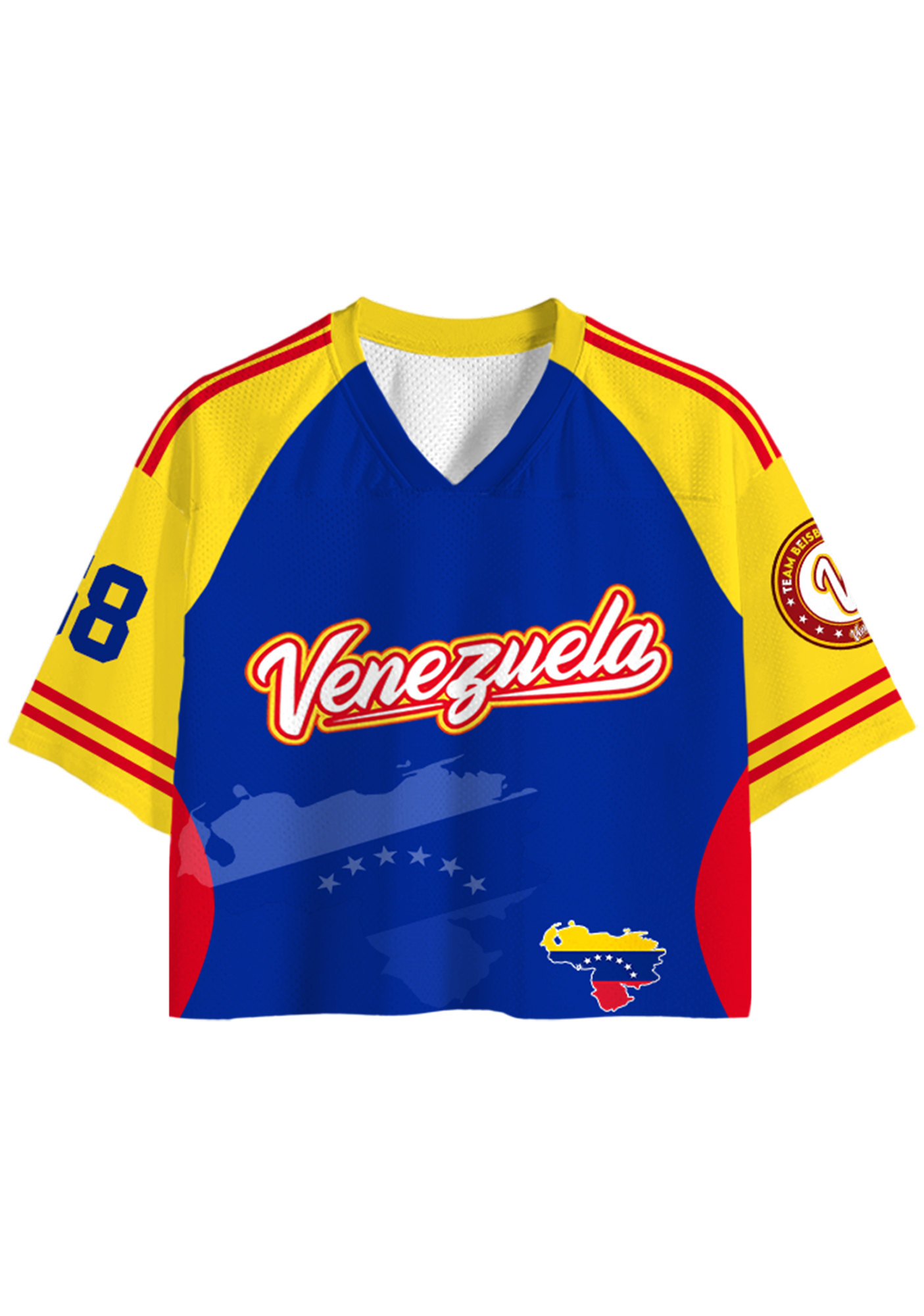 Venezuela National Flag Map Graphic Cropped Jersey Shirt