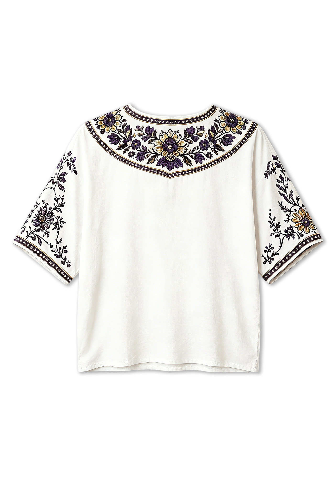 Boho Purple Gold Floral Baltimore Ravens V-Neck Blouse