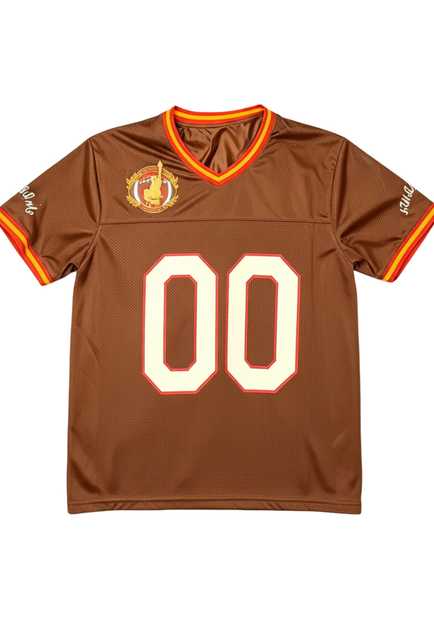 Brown Mesh 00 Number Graphic Jersey Shirts