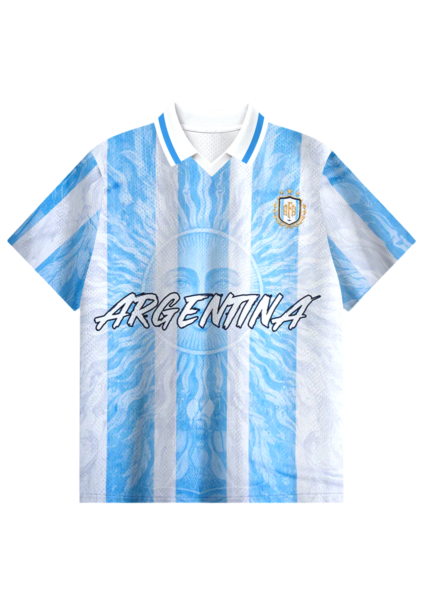 Argentina Sun of May Retro Collared Soccer Jersey