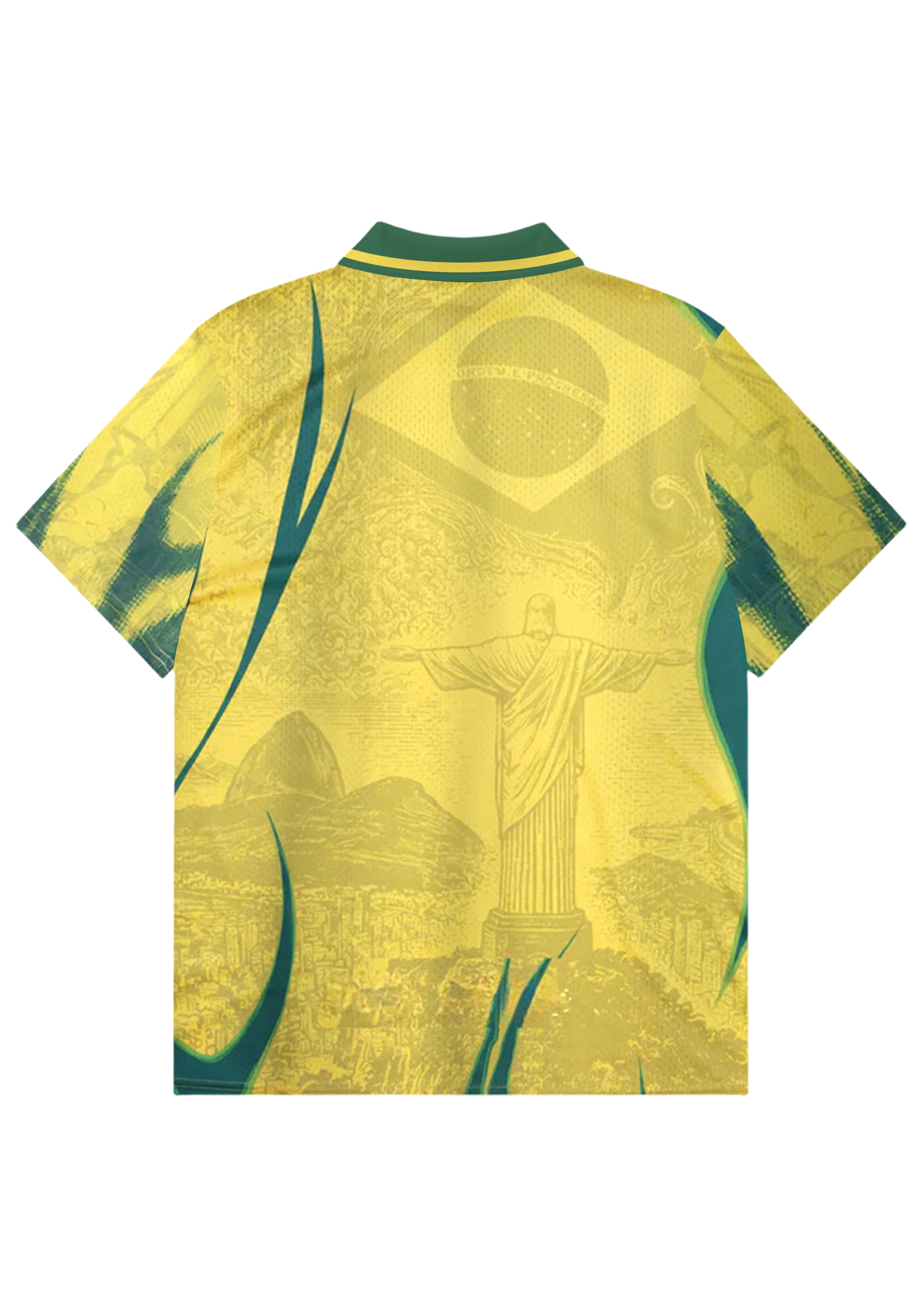Brazil Christ the Redeemer Retro Collared Soccer Jersey