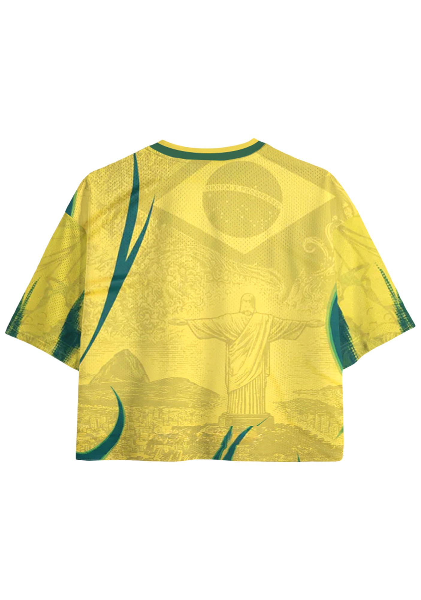 Brazil Christ the Redeemer Retro Cropped Mesh Jersey Shirt