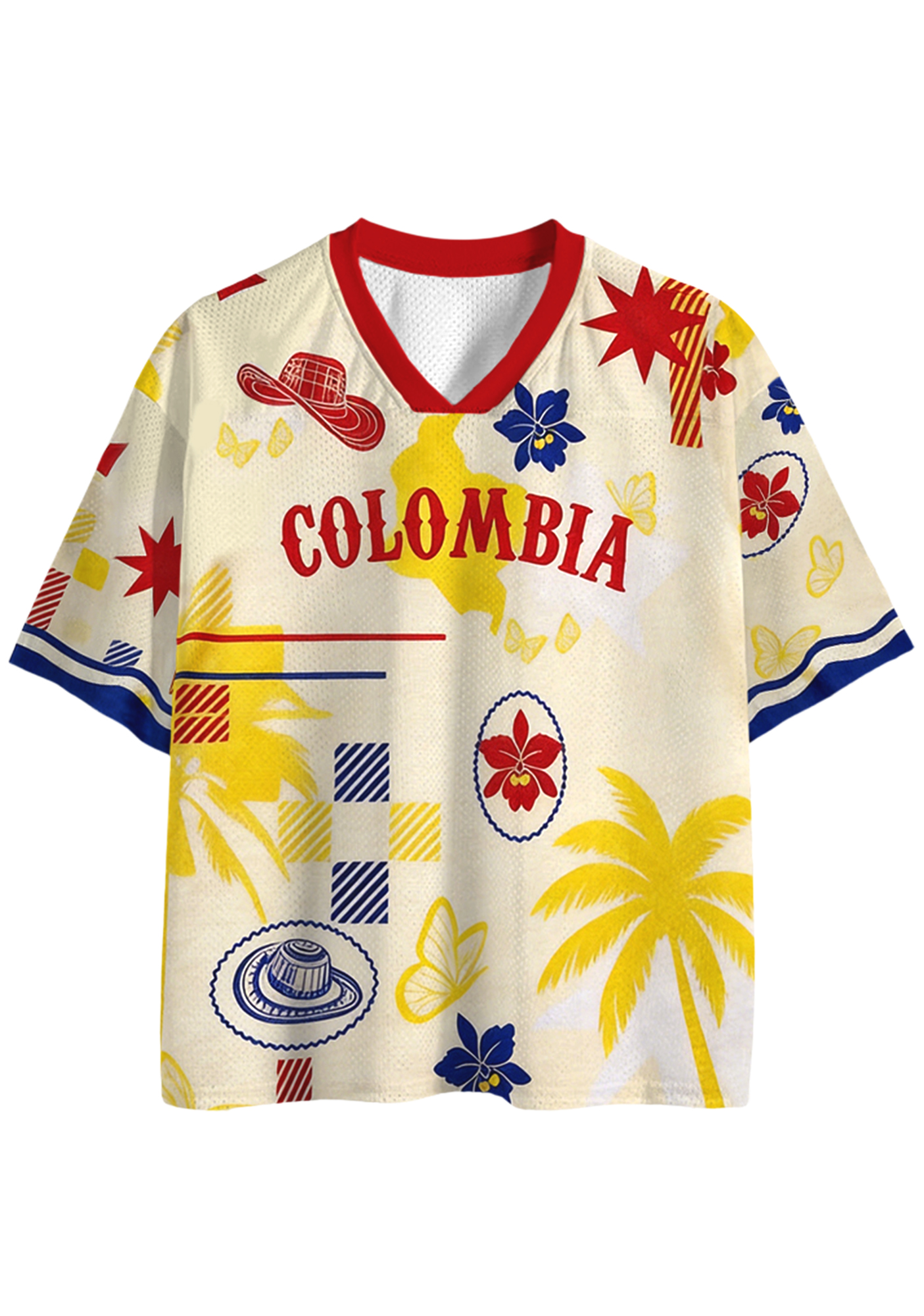 Retro Colombia Tropical Mesh Jersey Shirts