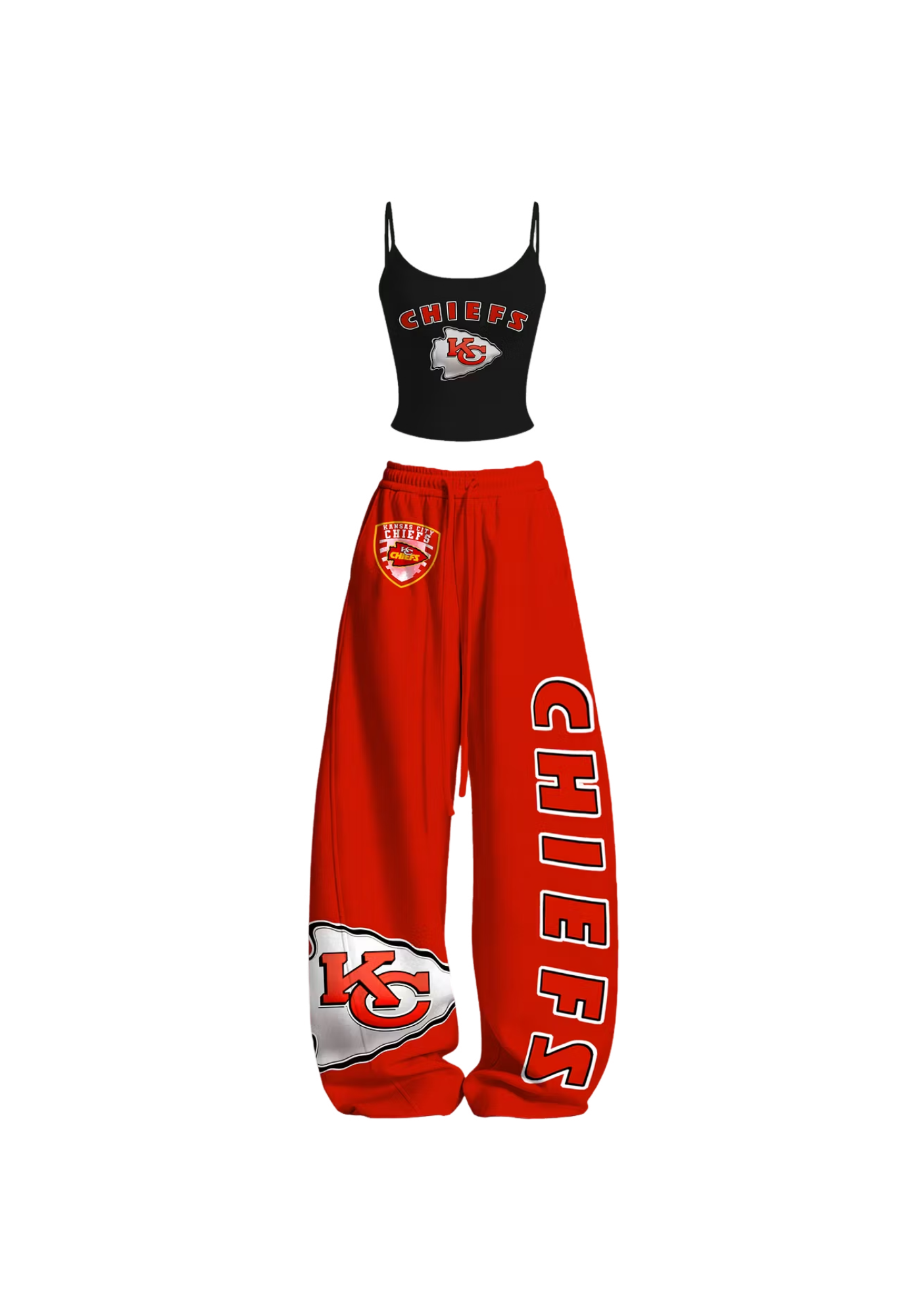 Kansas City Chiefs KC Arrowhead Logo Tops & Elasticated Trousers Two-Piece Set