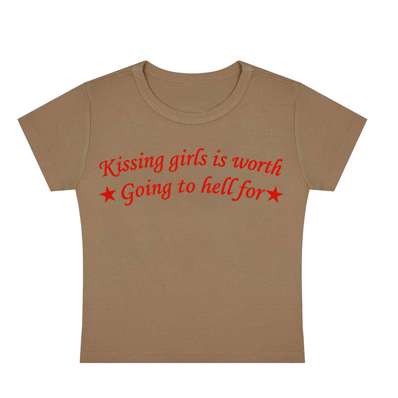 Kissing Girls Is Worth Going to Hell For Y2K Baby Tee