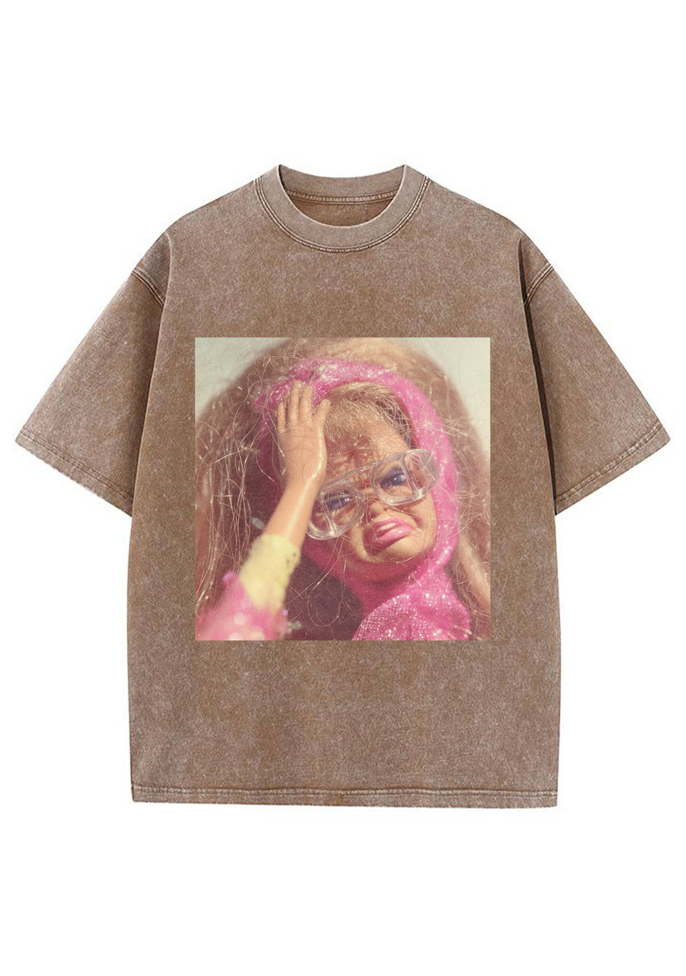Funny Headache Barbie Washed T-Shirt