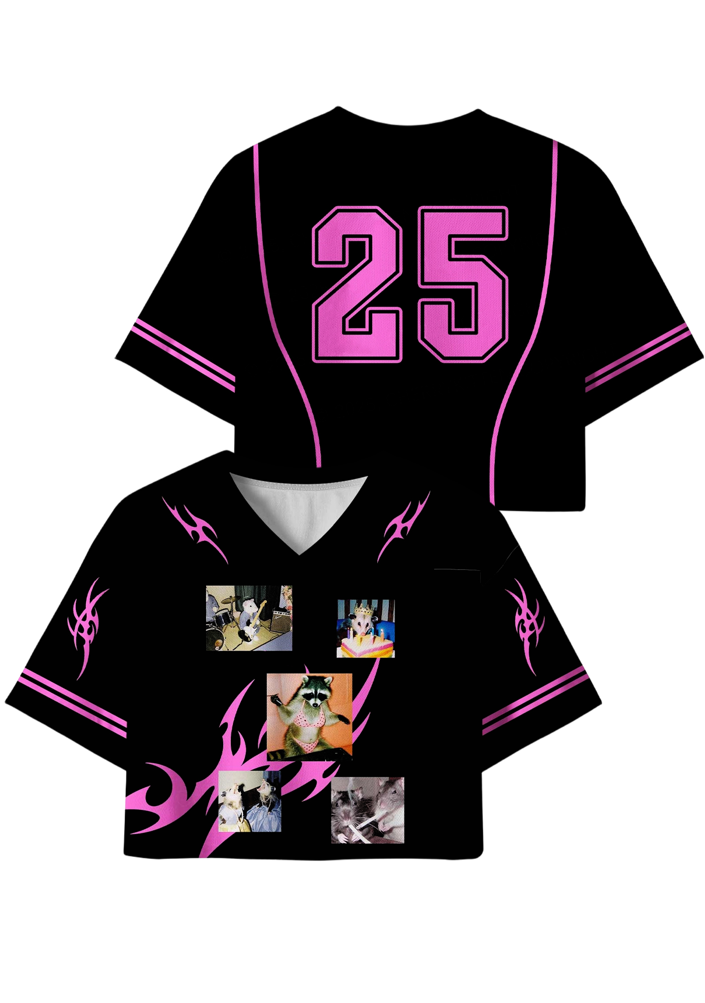 Music Raccoon Y2K Crop Sport Jersey Shirts