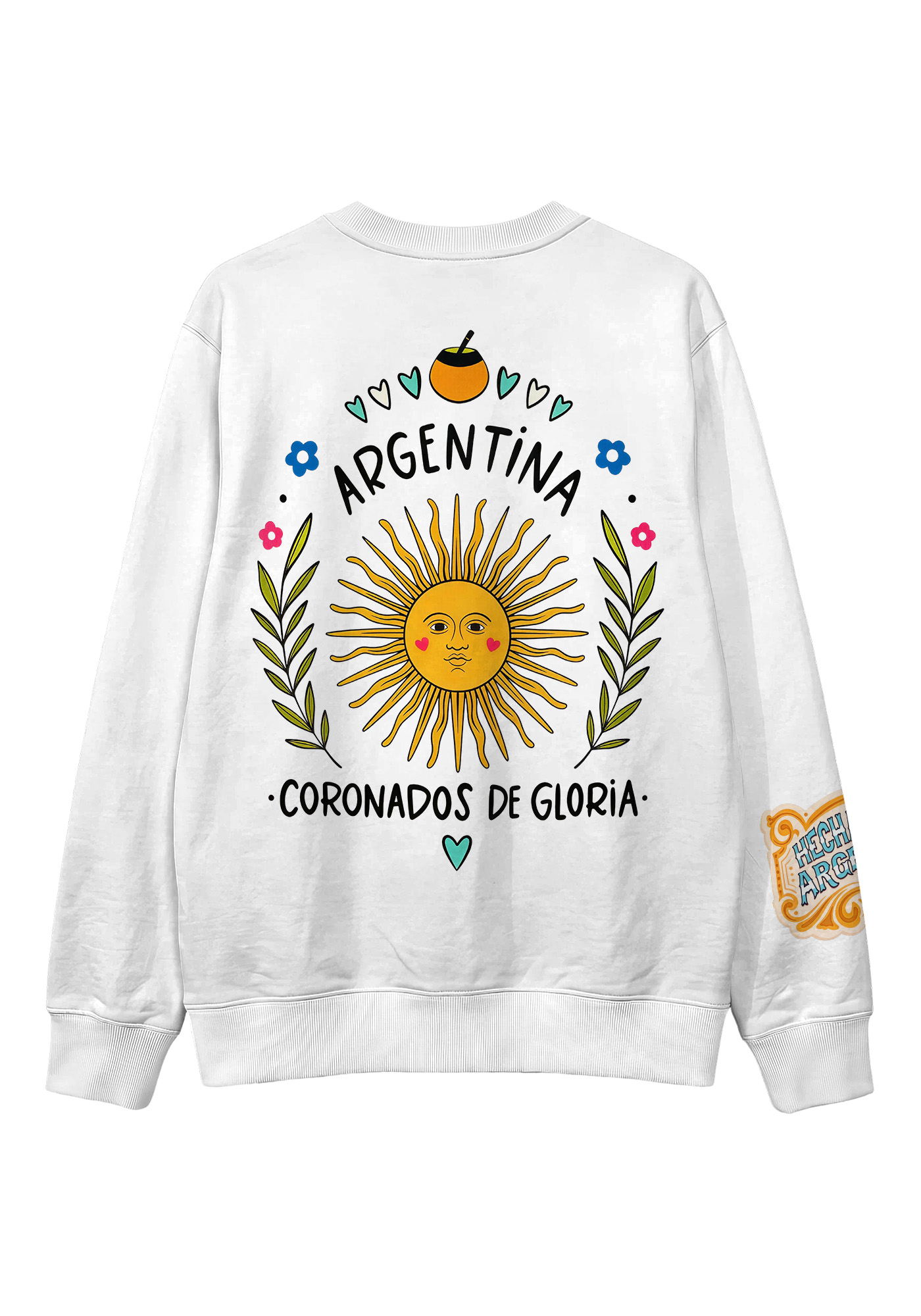 Argentina Folk Art Laurel Crest Spanish Quote Graphic Casual Sweatshirt