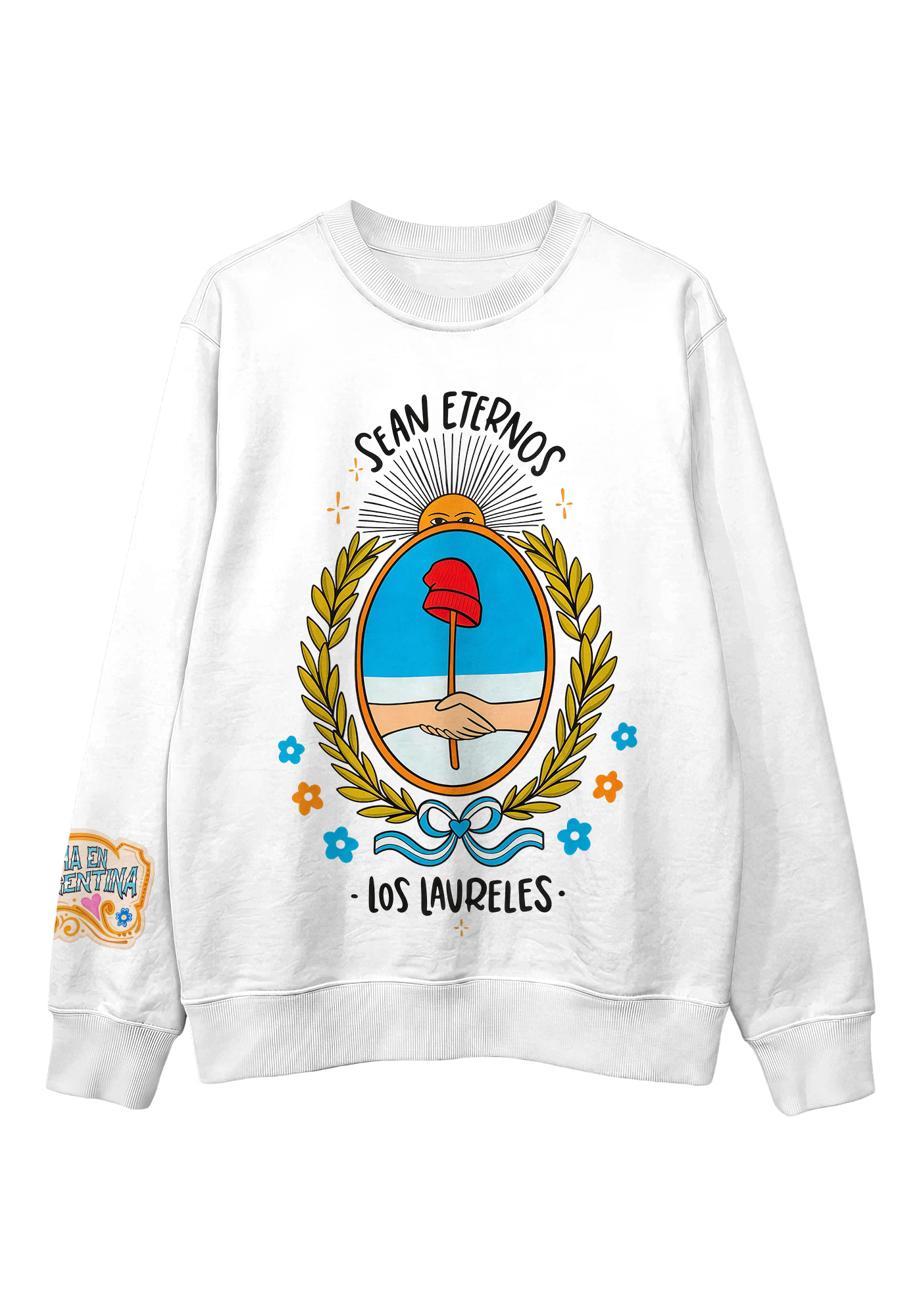 Argentina Folk Art Laurel Crest Spanish Quote Graphic Casual Sweatshirt
