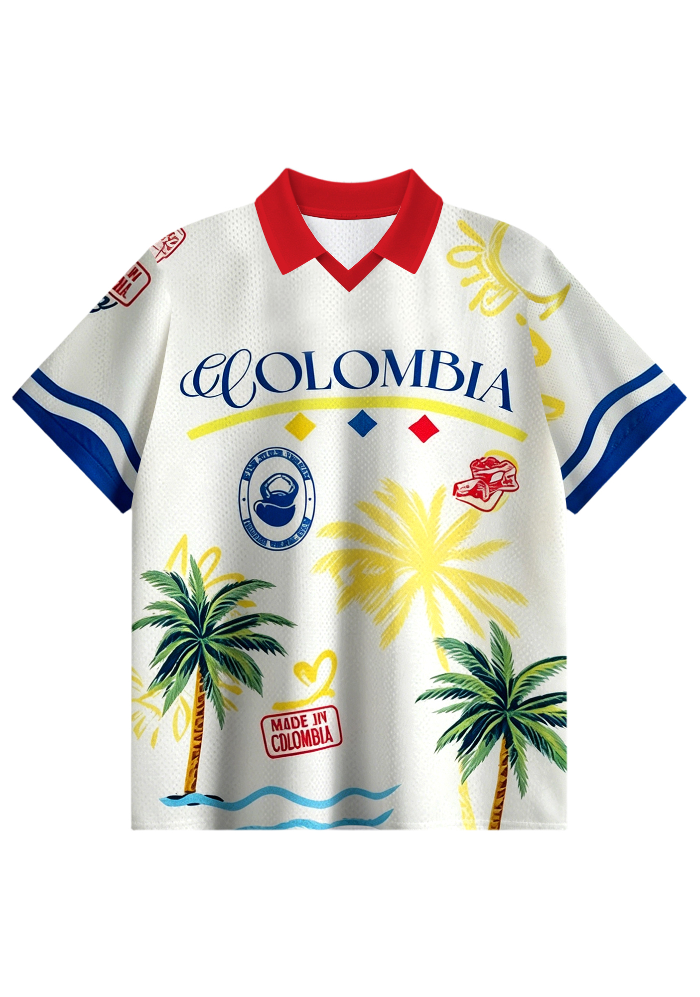  Colombia Stamp Collared Soccer Jersey
