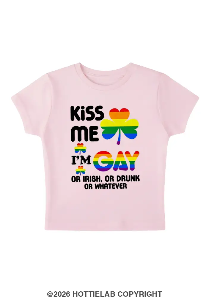 Kiss Me I'm Gay Y2K Baby Tee