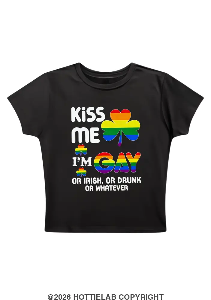 Kiss Me I'm Gay Y2K Baby Tee