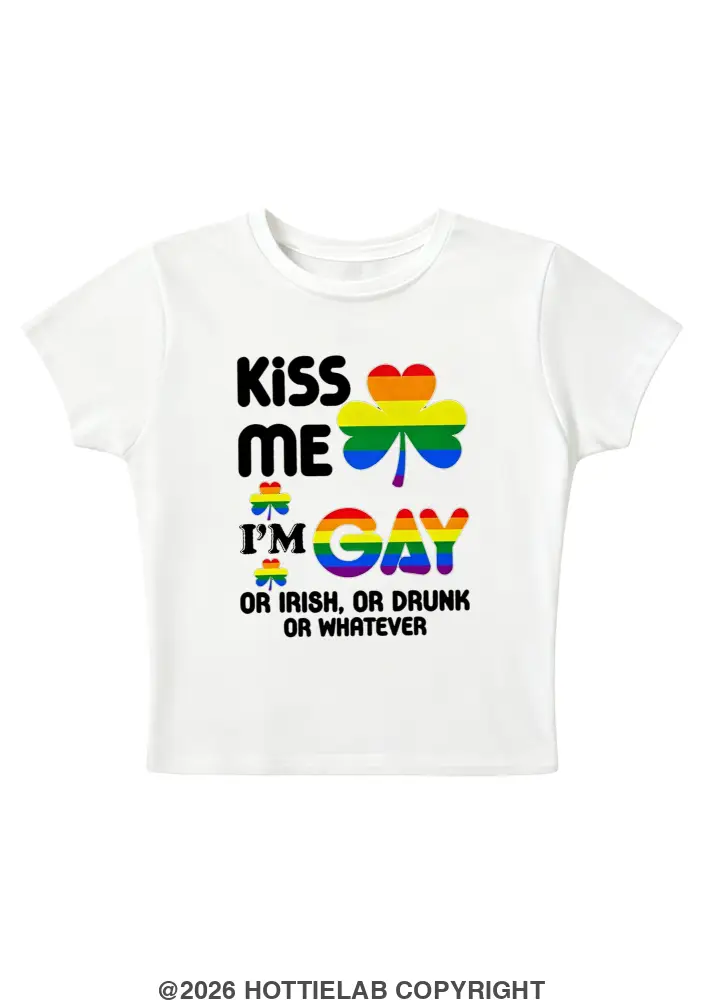 Kiss Me I'm Gay Y2K Baby Tee