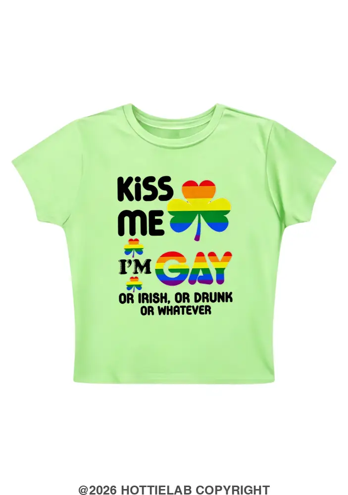Kiss Me I'm Gay Y2K Baby Tee
