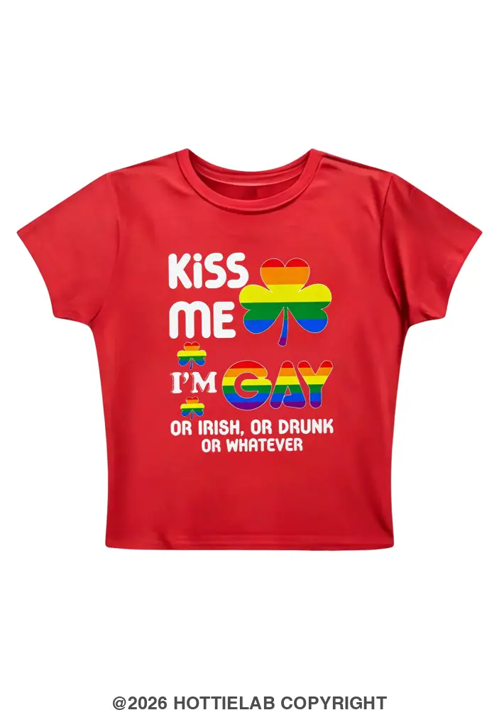 Kiss Me I'm Gay Y2K Baby Tee