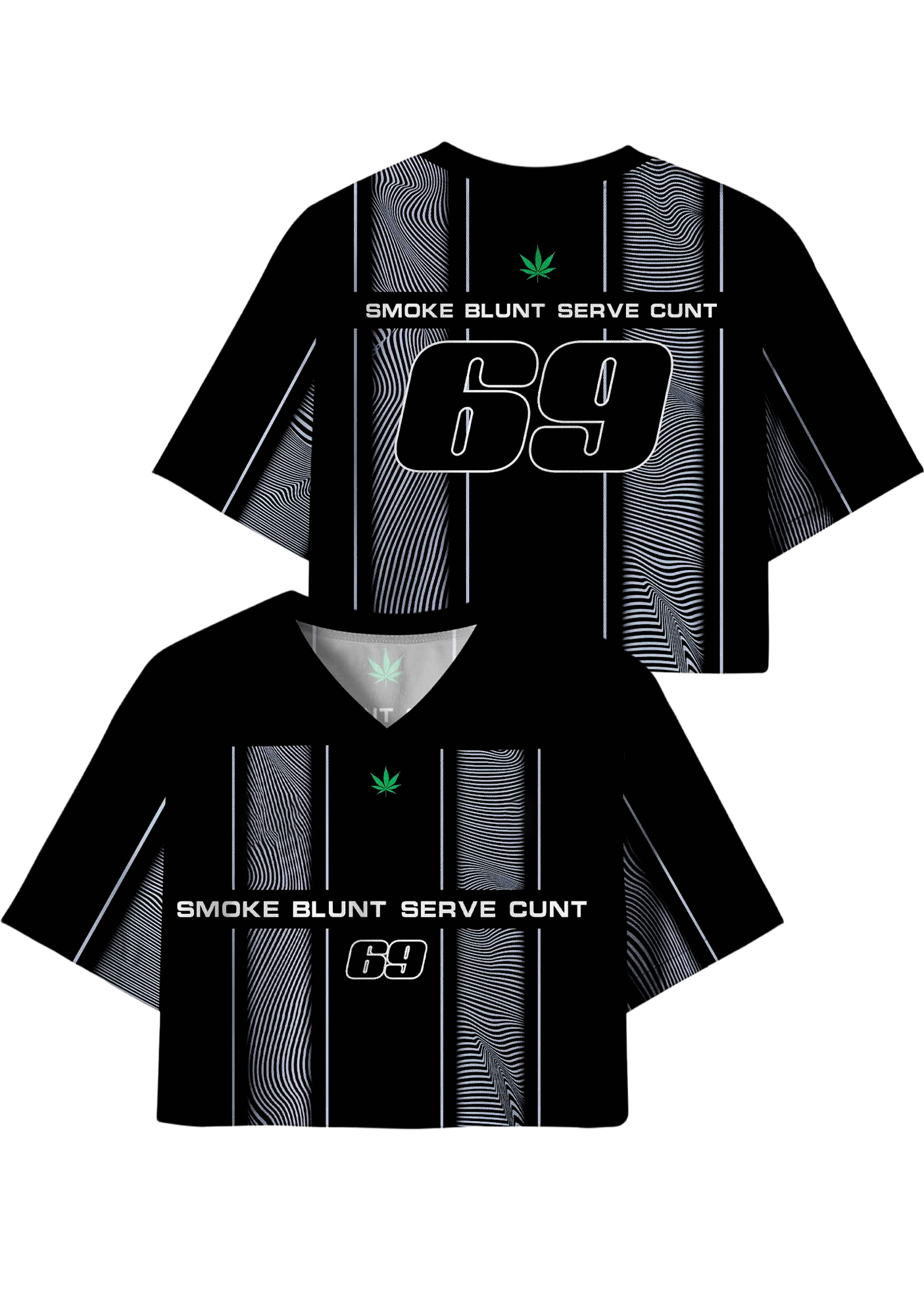 Smoke Blunt Serve Cunt Y2K Crop Sport Jersey Shirts