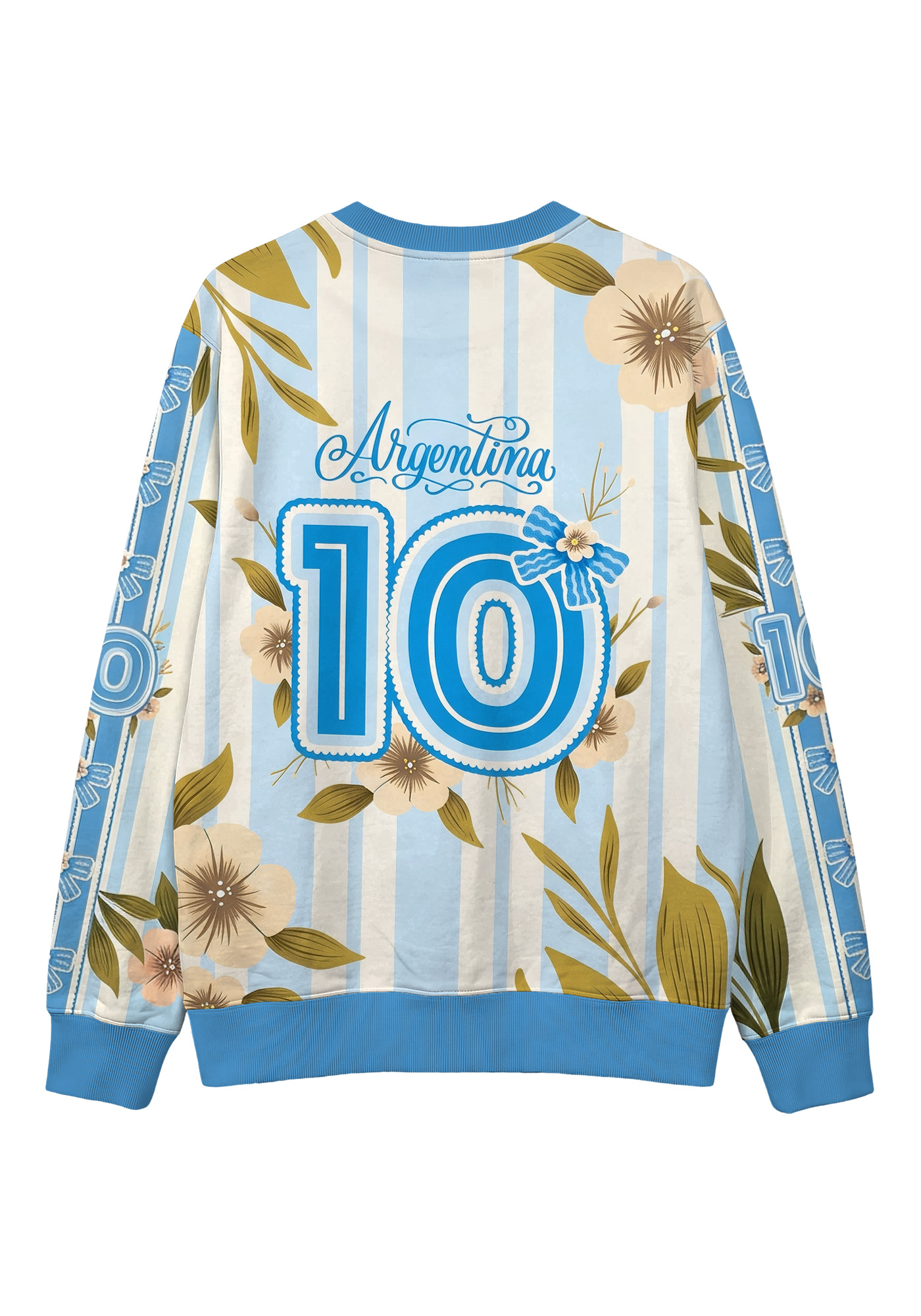 Argentina Striped Floral Country Map Casual Sweatshirt