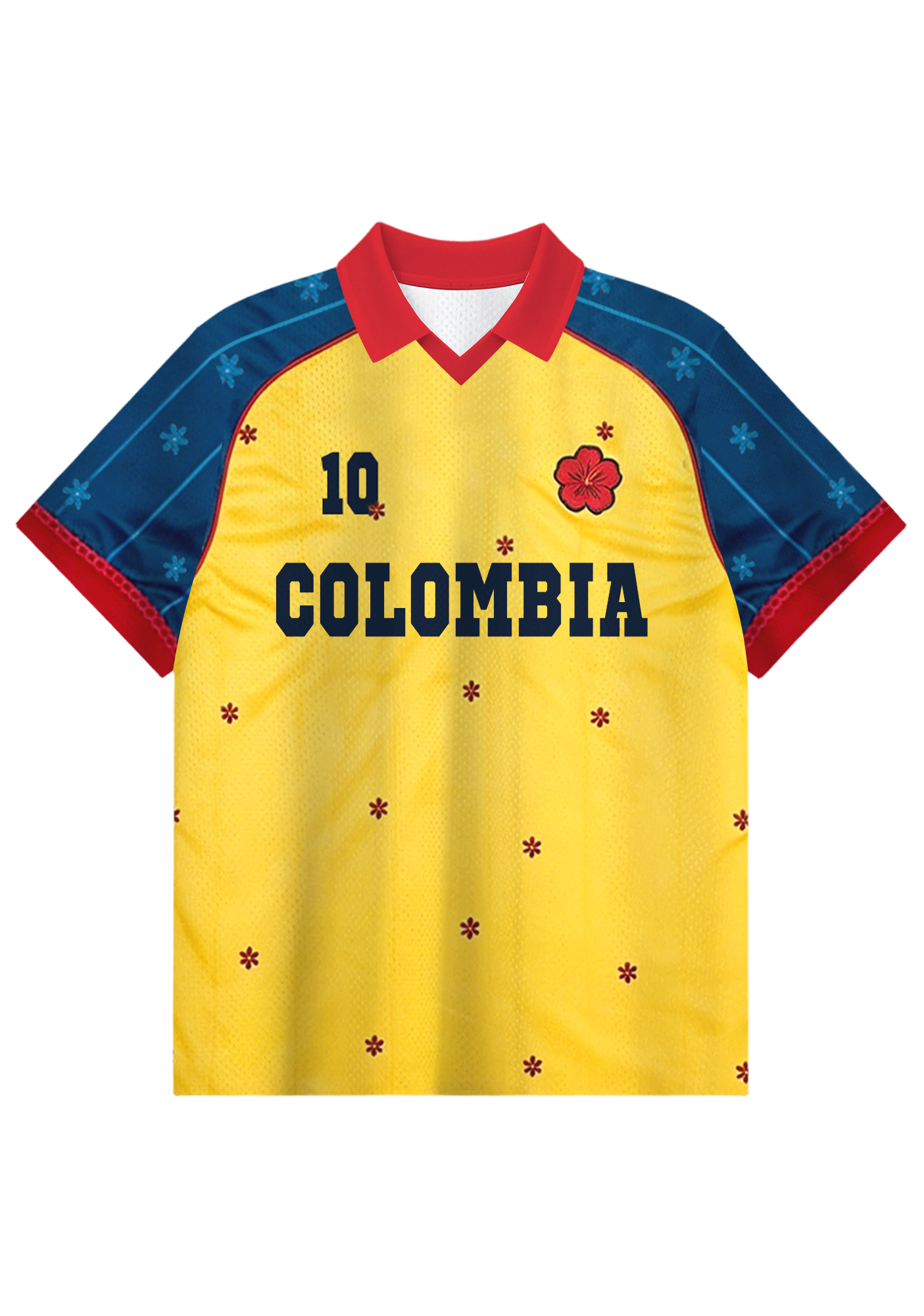 My Colombia #10 Floral Collared Soccer Jersey