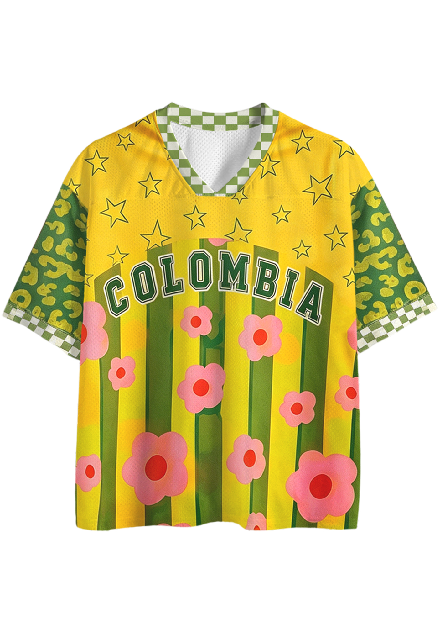 Colombia Retro Floral Star Mesh Jersey Shirts