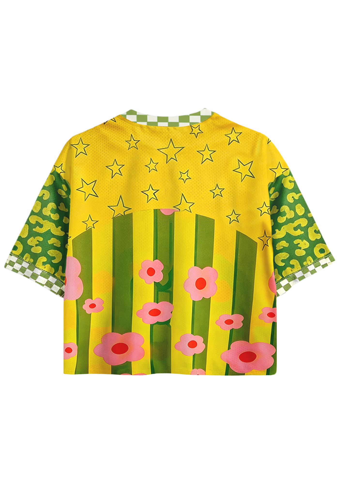 Colombia Retro Floral Star Cropped Mesh Jersey Shirt