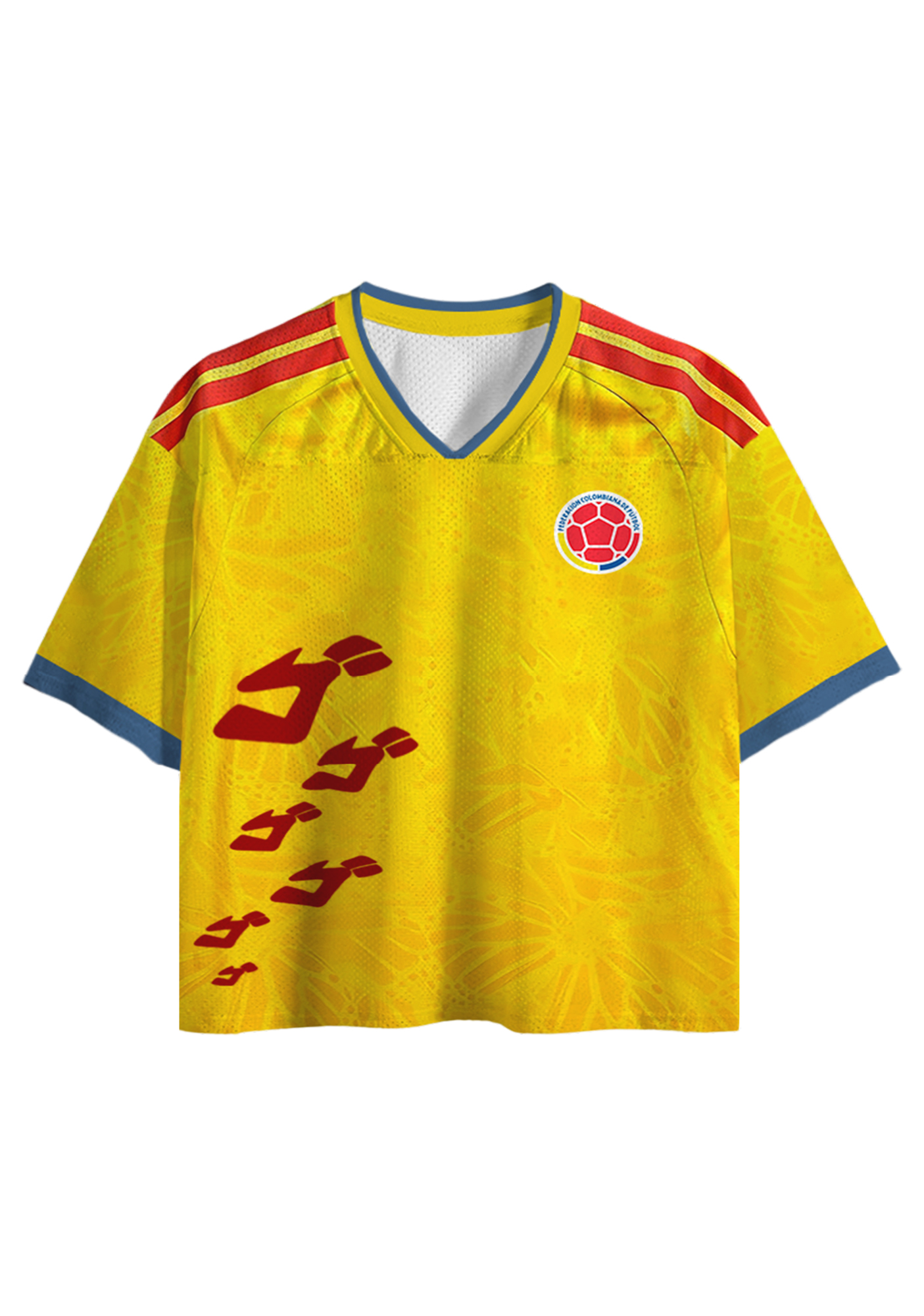 JoJo Stand Battle Print Colombia Cropped Mesh Jersey Shirt