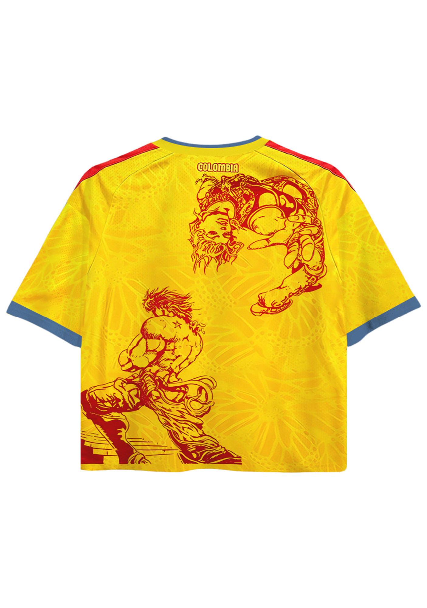 JoJo Stand Battle Print Colombia Cropped Mesh Jersey Shirt