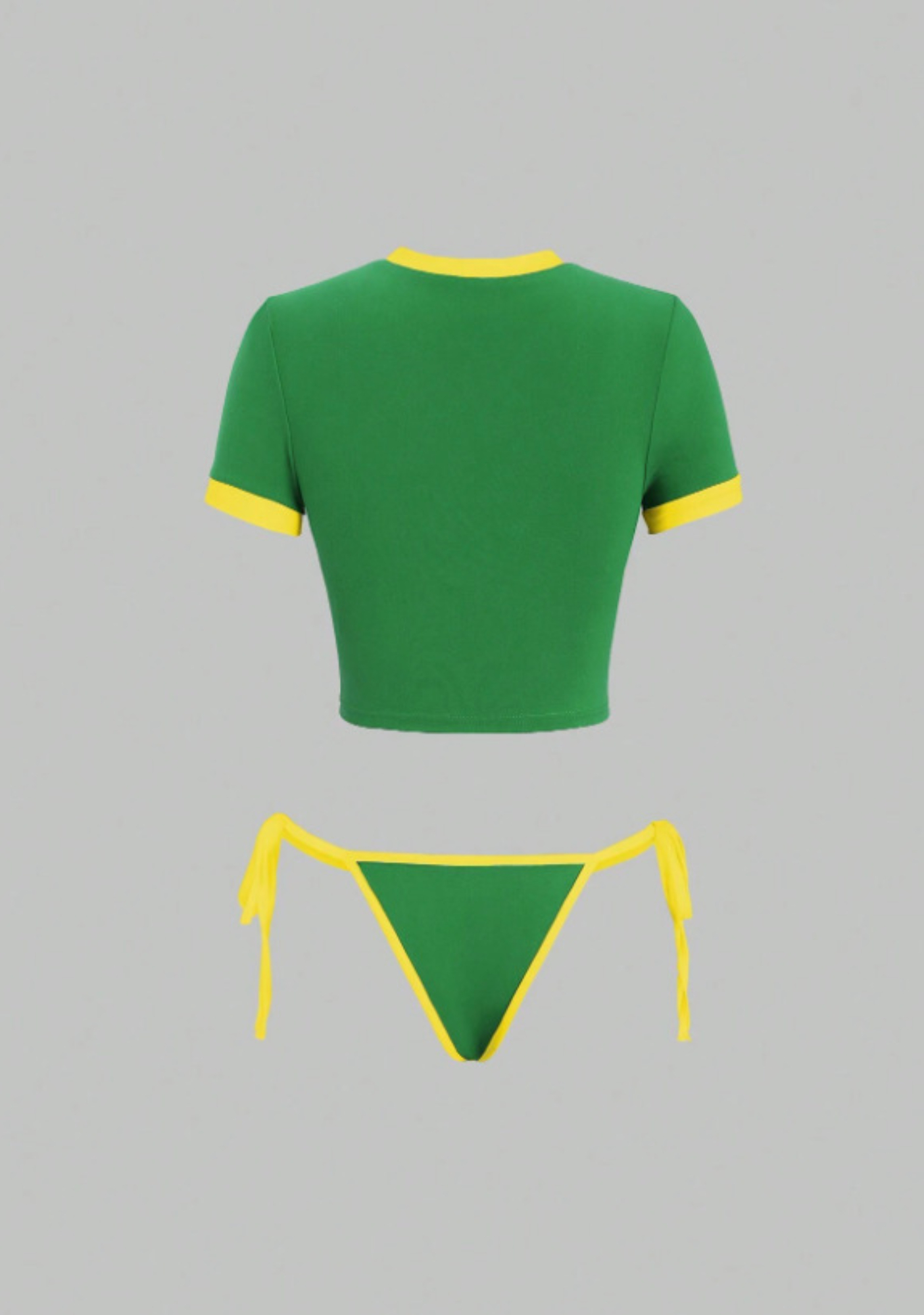 Brazil Flag Rio Graphic Ringer Crop Top & Tie Bikini Matching Set