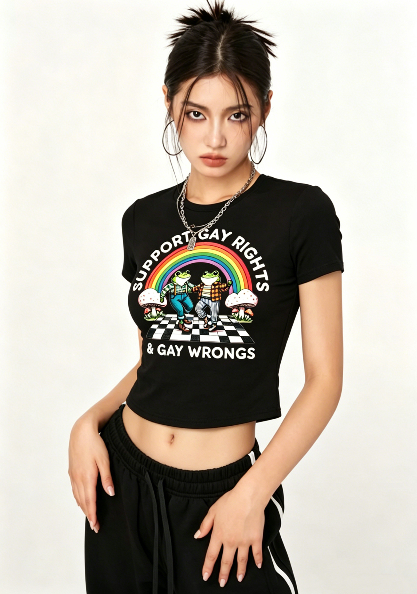 Support Gay Rights and Gay Wrongs Y2K Baby Tee