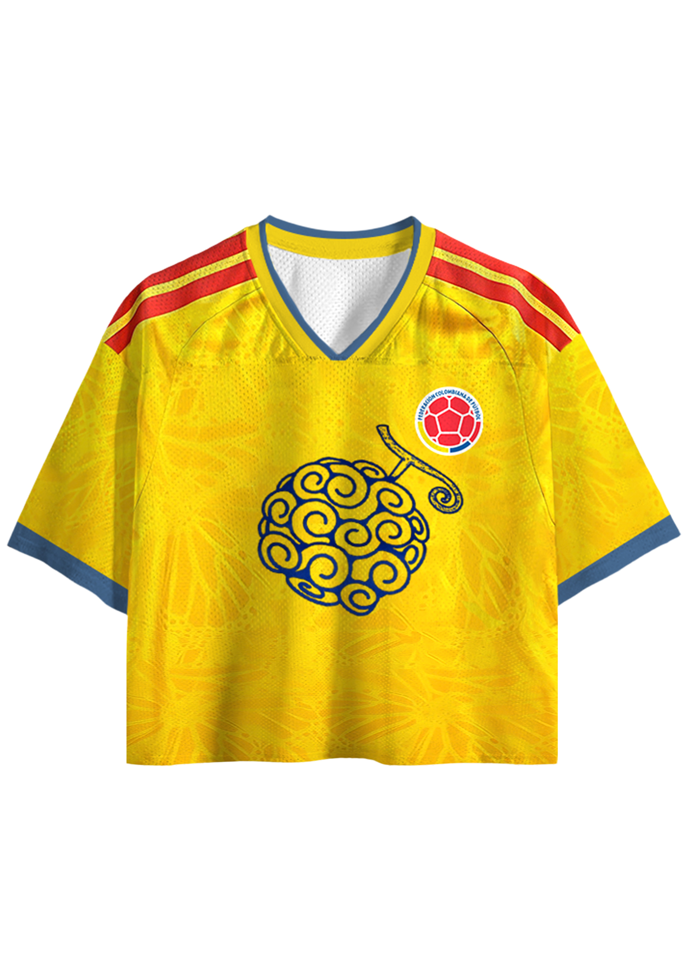  Sun God Luffy Print Colombia Cropped Mesh Jersey Shirt