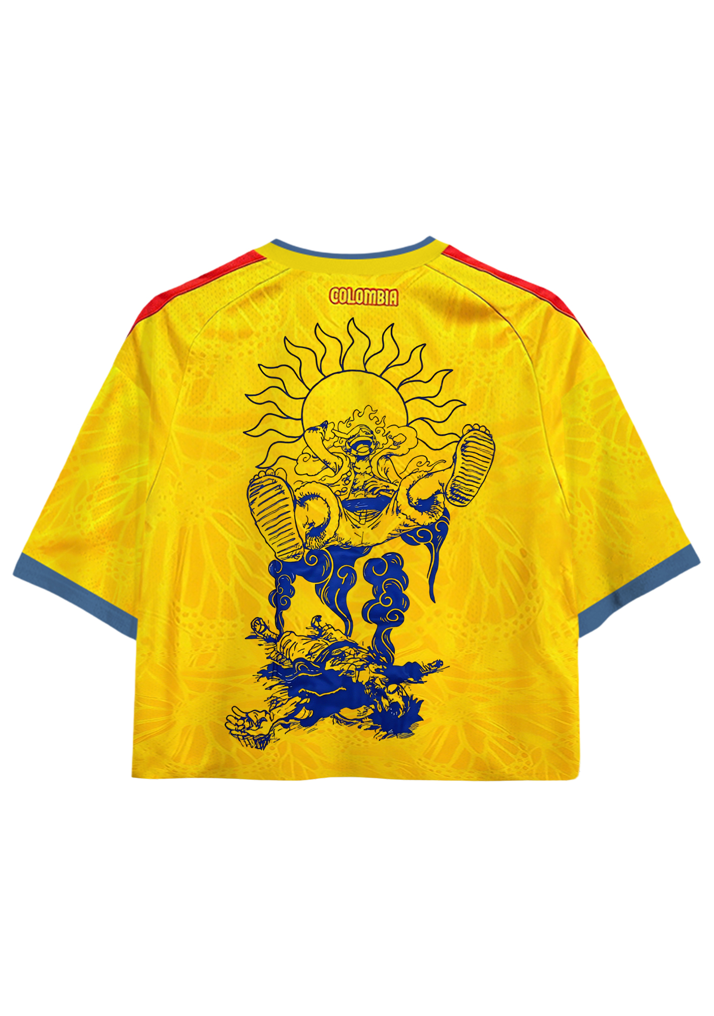  Sun God Luffy Print Colombia Cropped Mesh Jersey Shirt