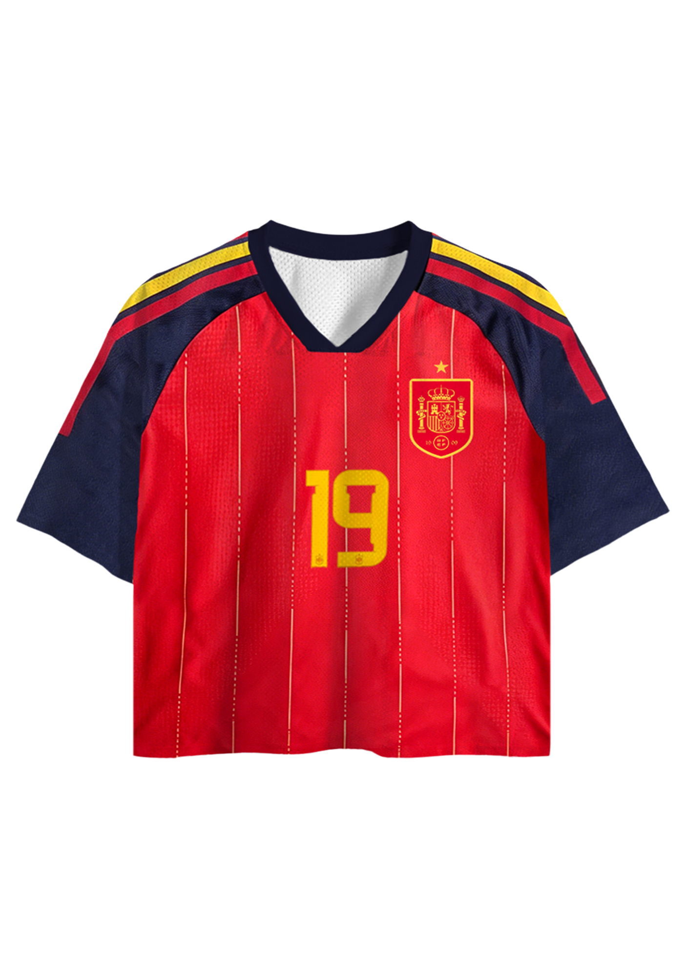  Spain #19 Game Day Cropped Mesh Jersey Shirt